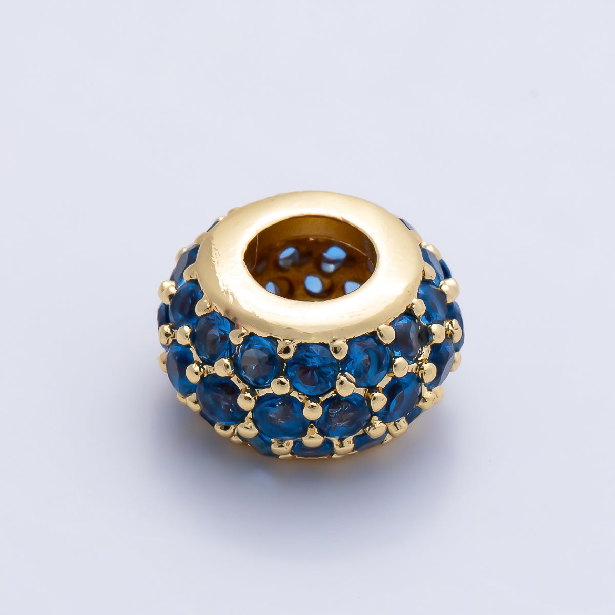 16K Gold Filled 10.5mm Micro Paved CZ Chubby Rondelle Bead | Beads-00387 ~ Beads-00398