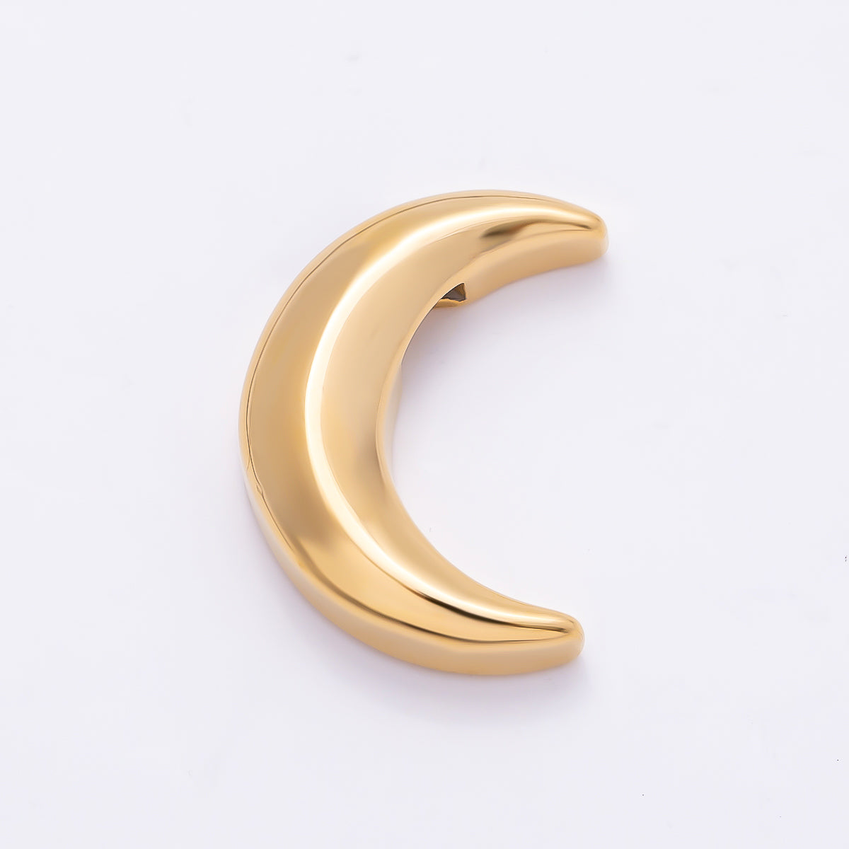 PVD Gold Stainless Steel 30mm Celestial Crescent Moon Slide Bead | Beads-00480
