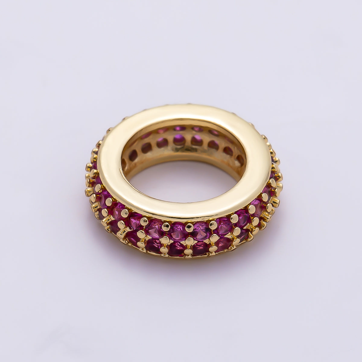16K Gold Filled 12mm Micro Paved CZ Thin Rondelle Bead | Beads-00482 ~ Beads-00487