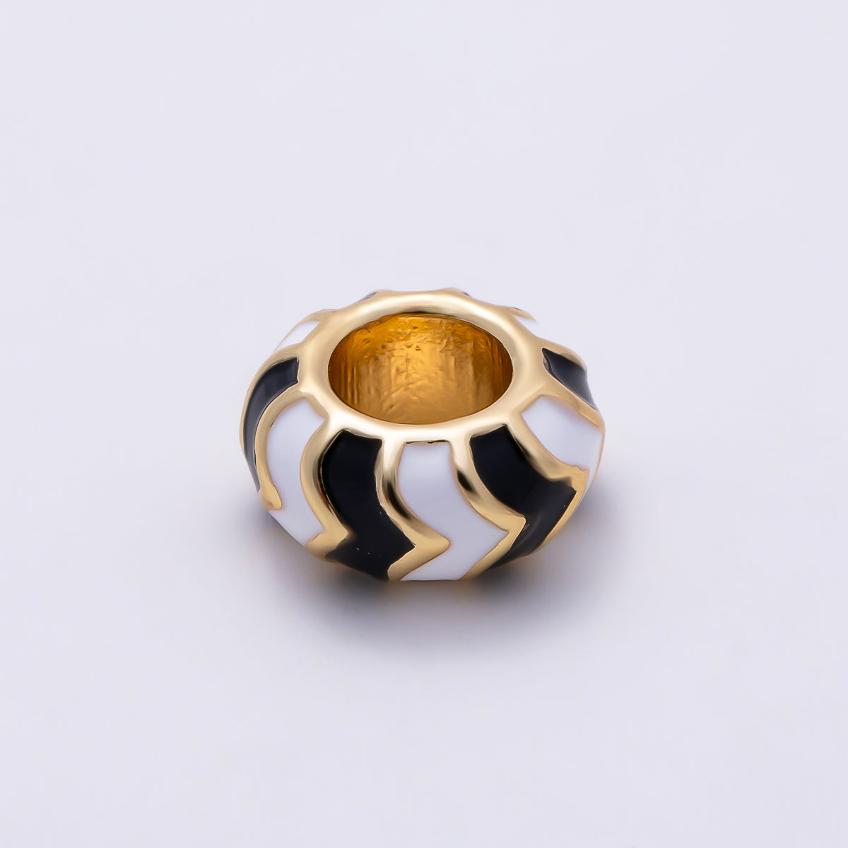 16K Gold Filled 5mm Multicolor Chevron Enamel Large Hole Rondelle Bead | Beads-00502 ~ Beads-00513