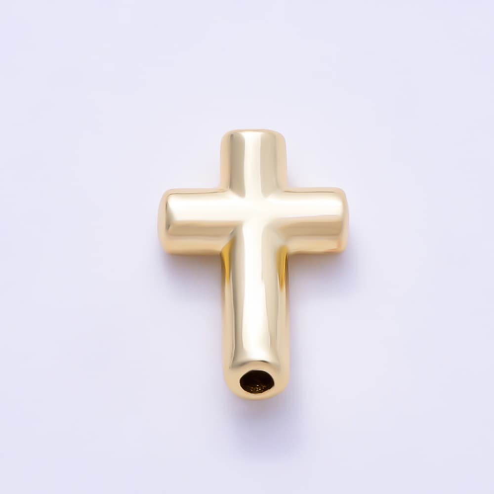 16K Gold Filled 20mm Minimalist Plain Cross Religious Spacer Beads | Beads-00618