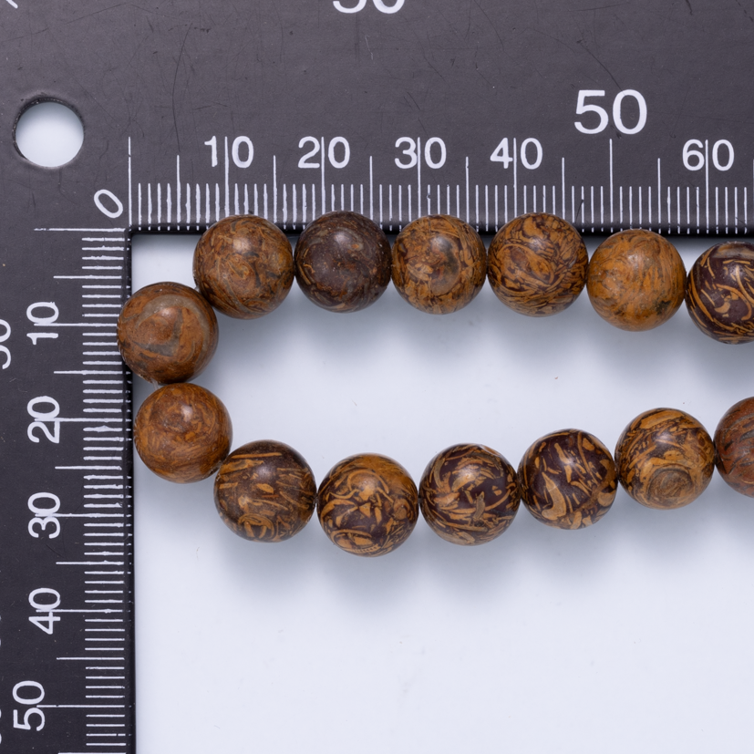Wood Grain Jasper Round Gemstone Bead Strand Findings | WA-04748