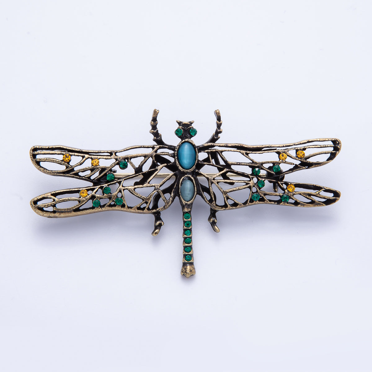 Vintage Gold 71mm x 40mm Dragonfly Insect Animal Pin Brooch | BH-028