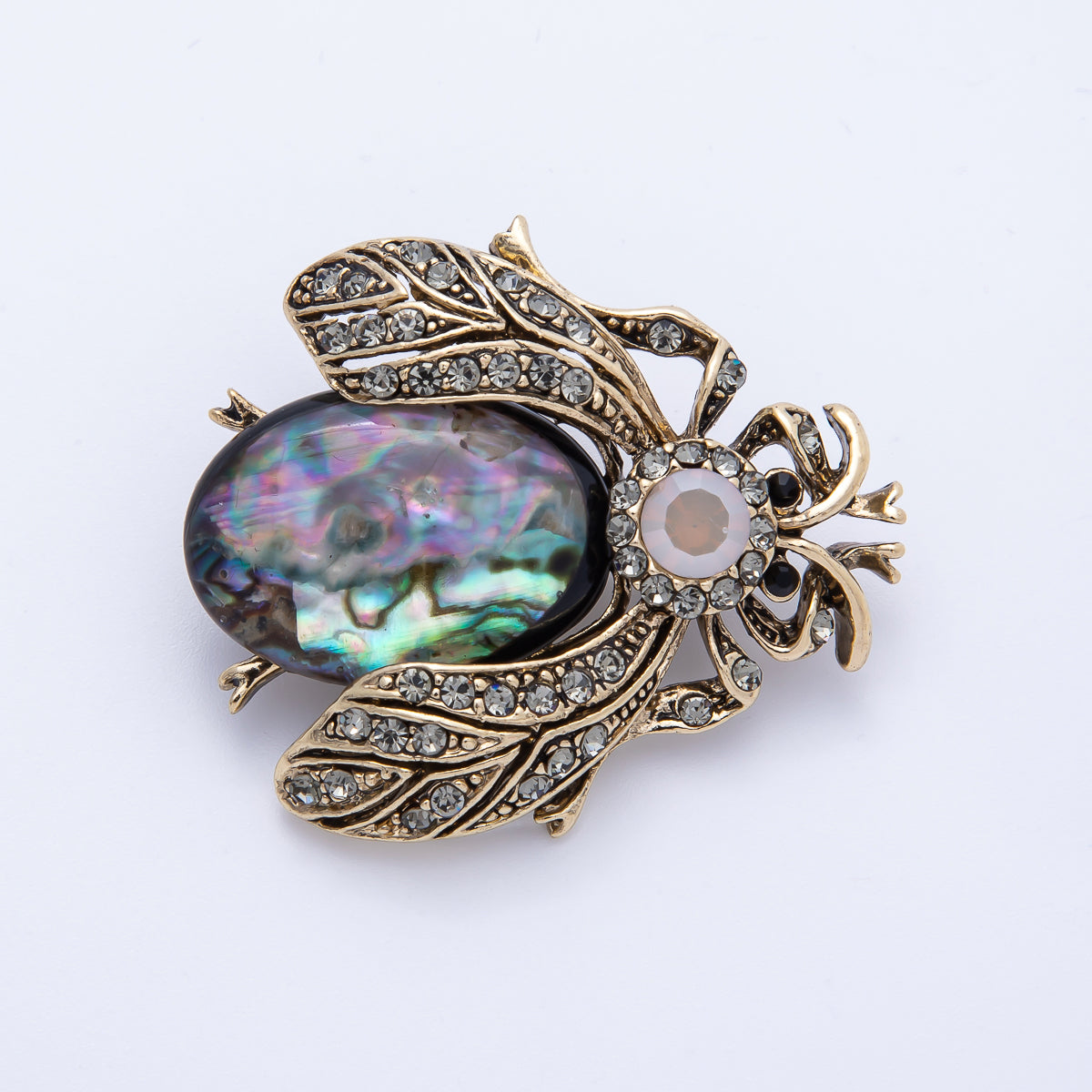 Vintage Gold 42mm x 38mm Orange, Black Rhinestone Insect Animal Pin Brooch | BH-033 BH-034