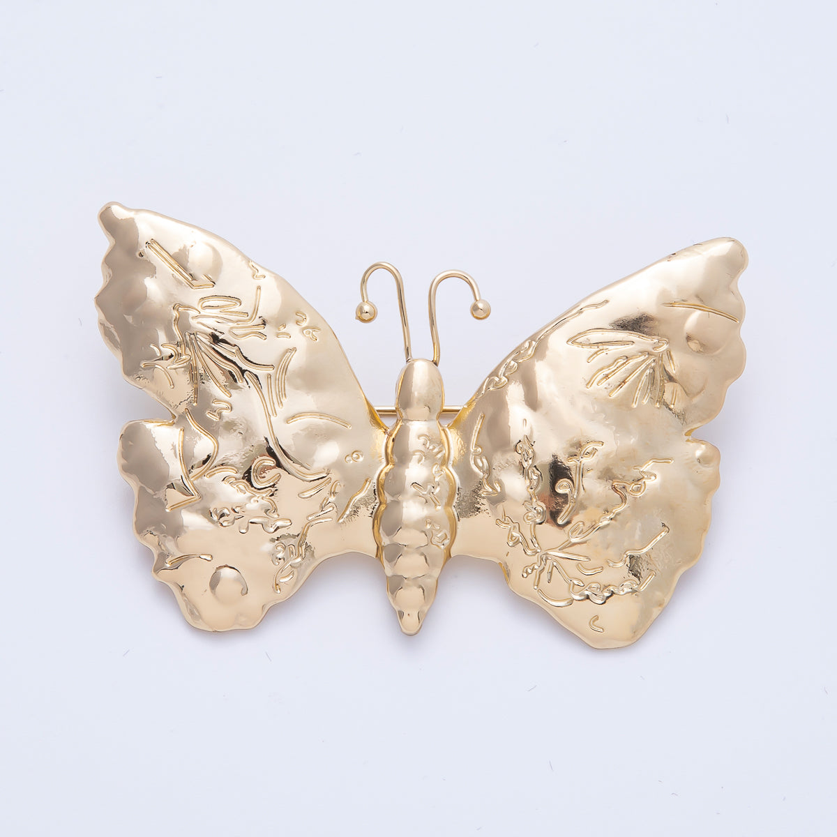 Gold Engraved Butterfly Insect Animal Pin Brooch | BH-039