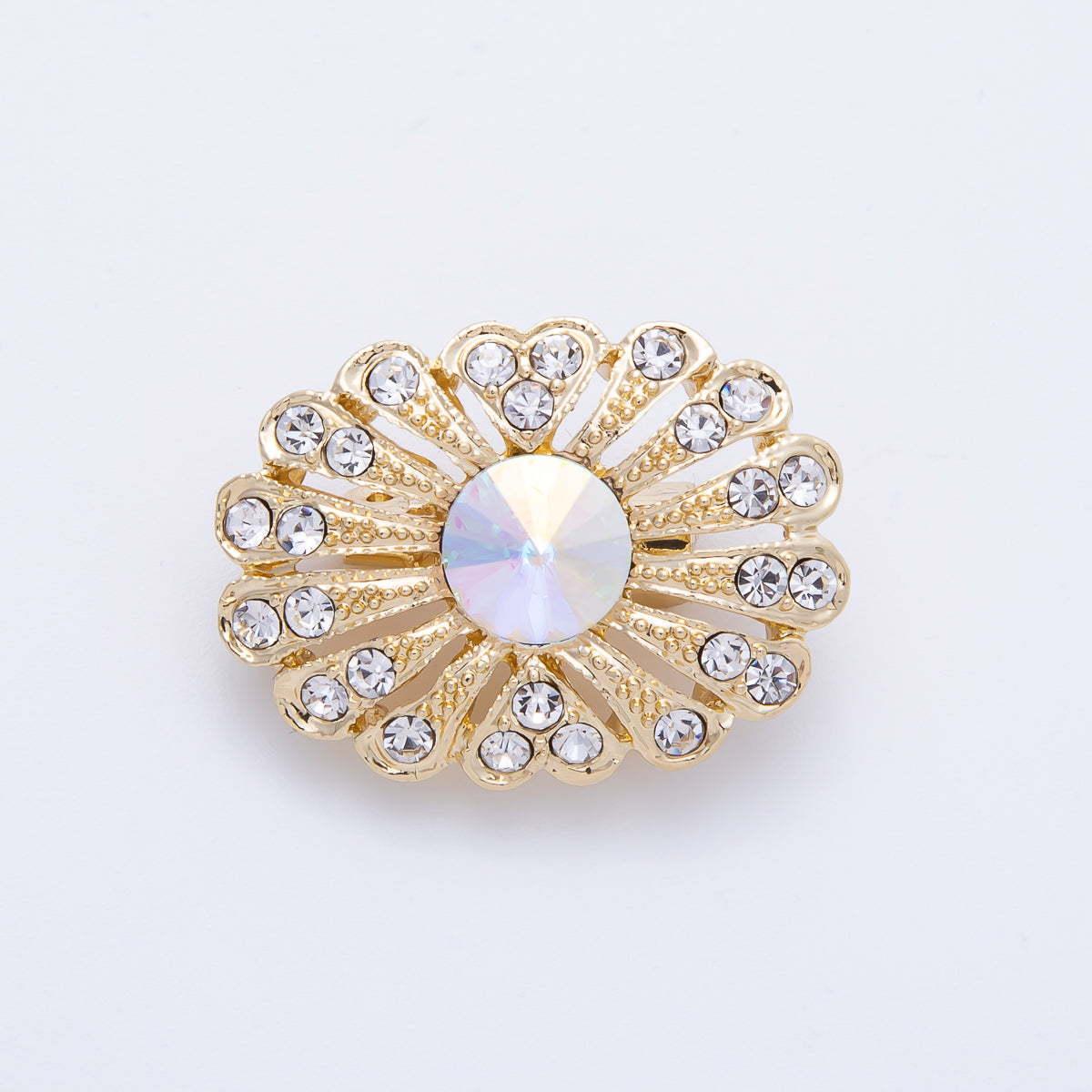 Gold Rhinestone Geometric Flower Pin Brooch | BH-040