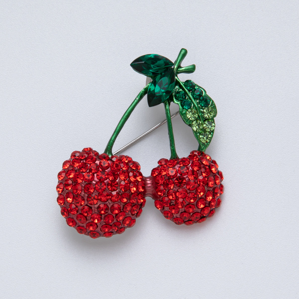 Sterling Silver 38mm Red Cherry Fruit Pin Brooch | BH093