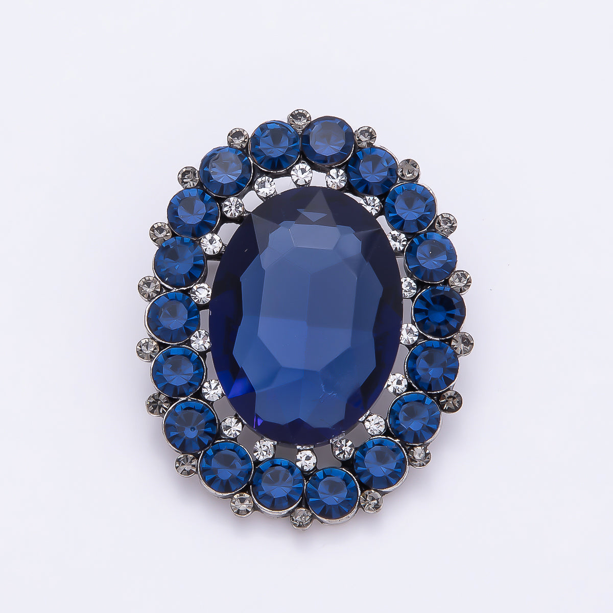 Gold 47mm x 37mm Blue, Red, Purple Rhinestone Oval Pin Brooch | BH-136 ~ BH-138