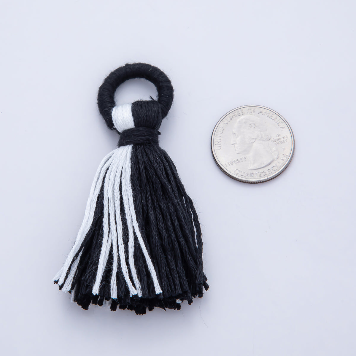 74mm Black & White Cotton Tassel Fringe Finding | Z1653