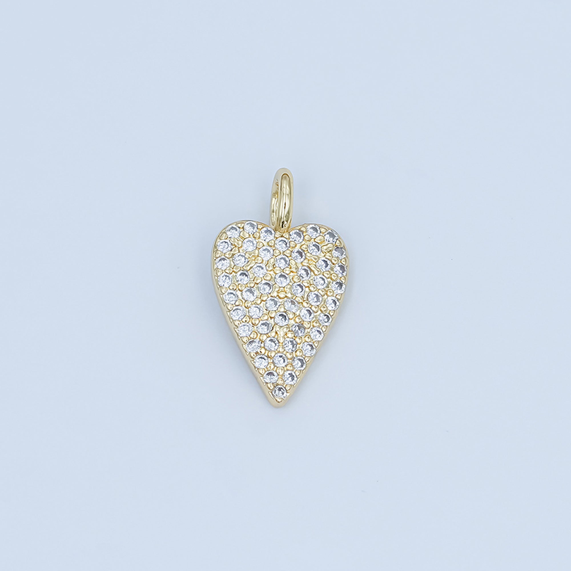 24K Gold Filled 19mm Micro Paved CZ Heart Pendant | C025