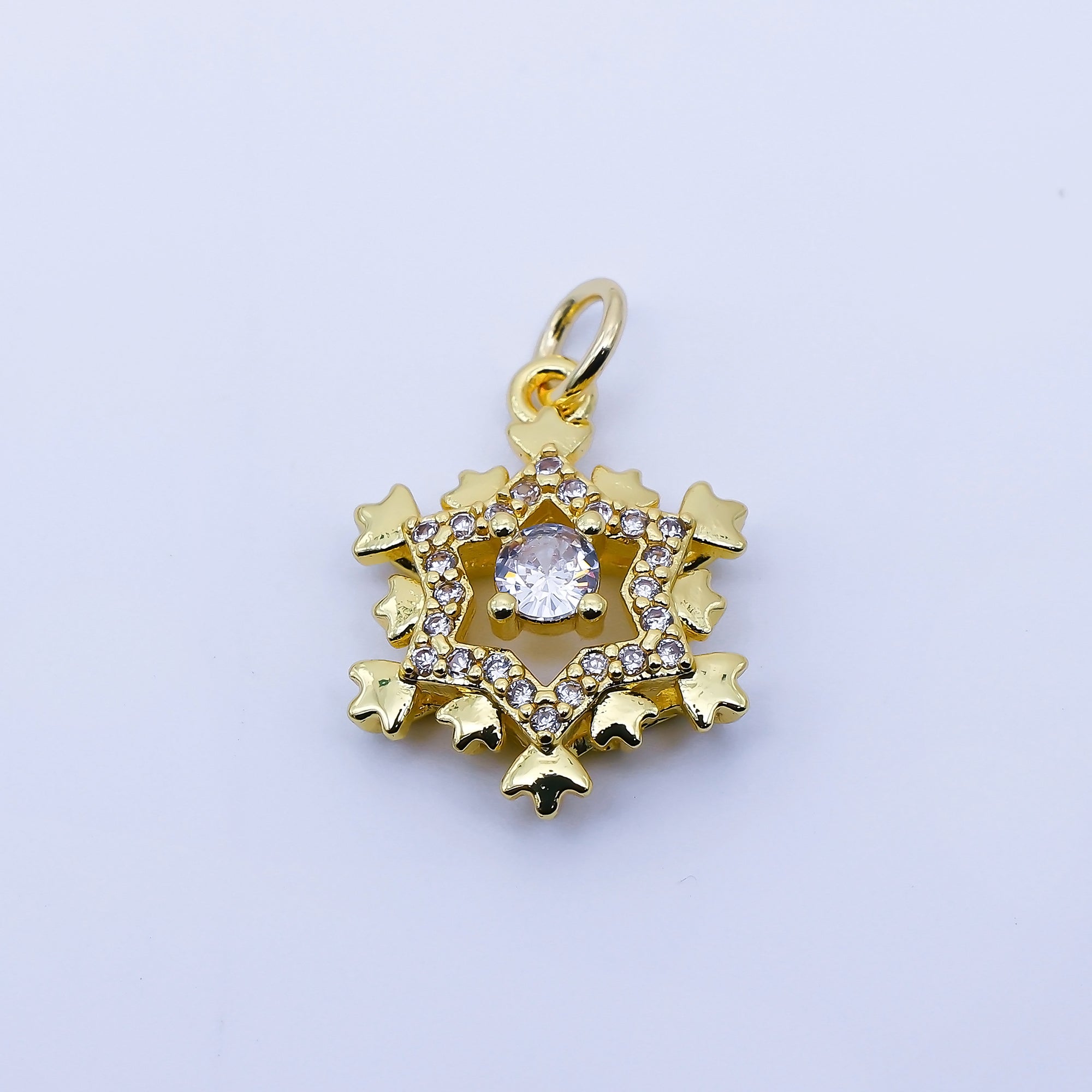 24K Gold Filled 18mm Clear CZ Celestial Star Charm in Gold & Silver | C941