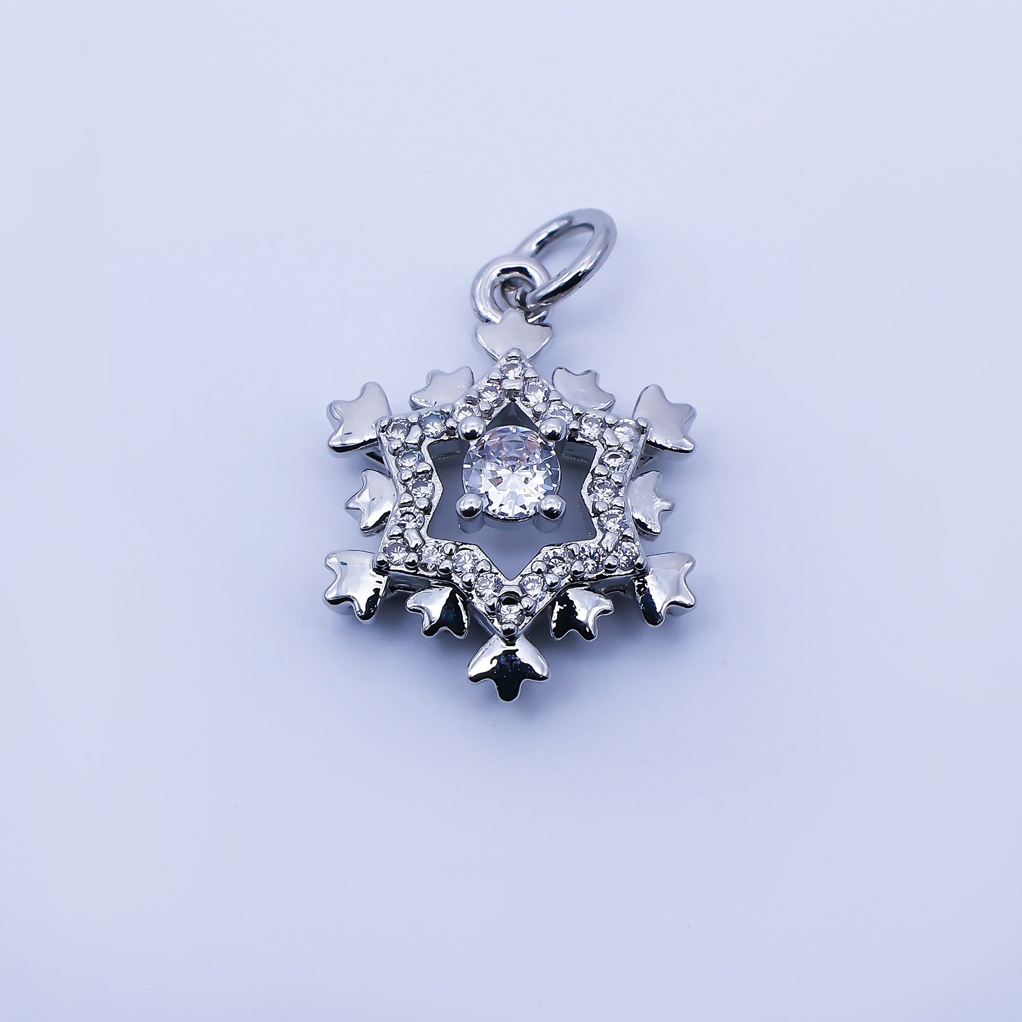 24K Gold Filled 18mm Clear CZ Celestial Star Charm in Gold & Silver | C941