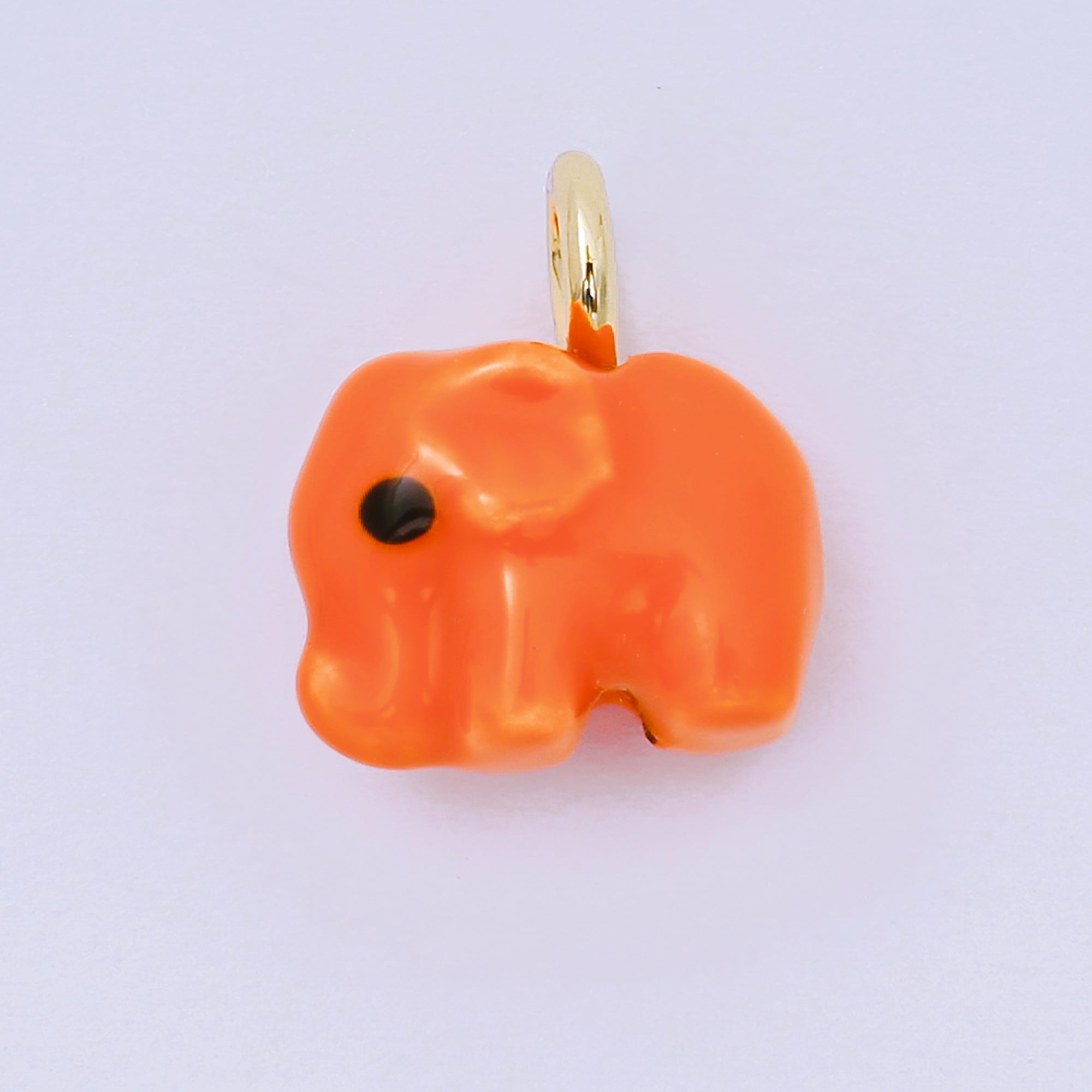 24K Gold Filled 16mm Blue, Orange, Green, Teal, White, Yellow, Brown, Pink, Blue, Green Ceramic Porcelain Elephant Animal Drop Charm | C948 - C952