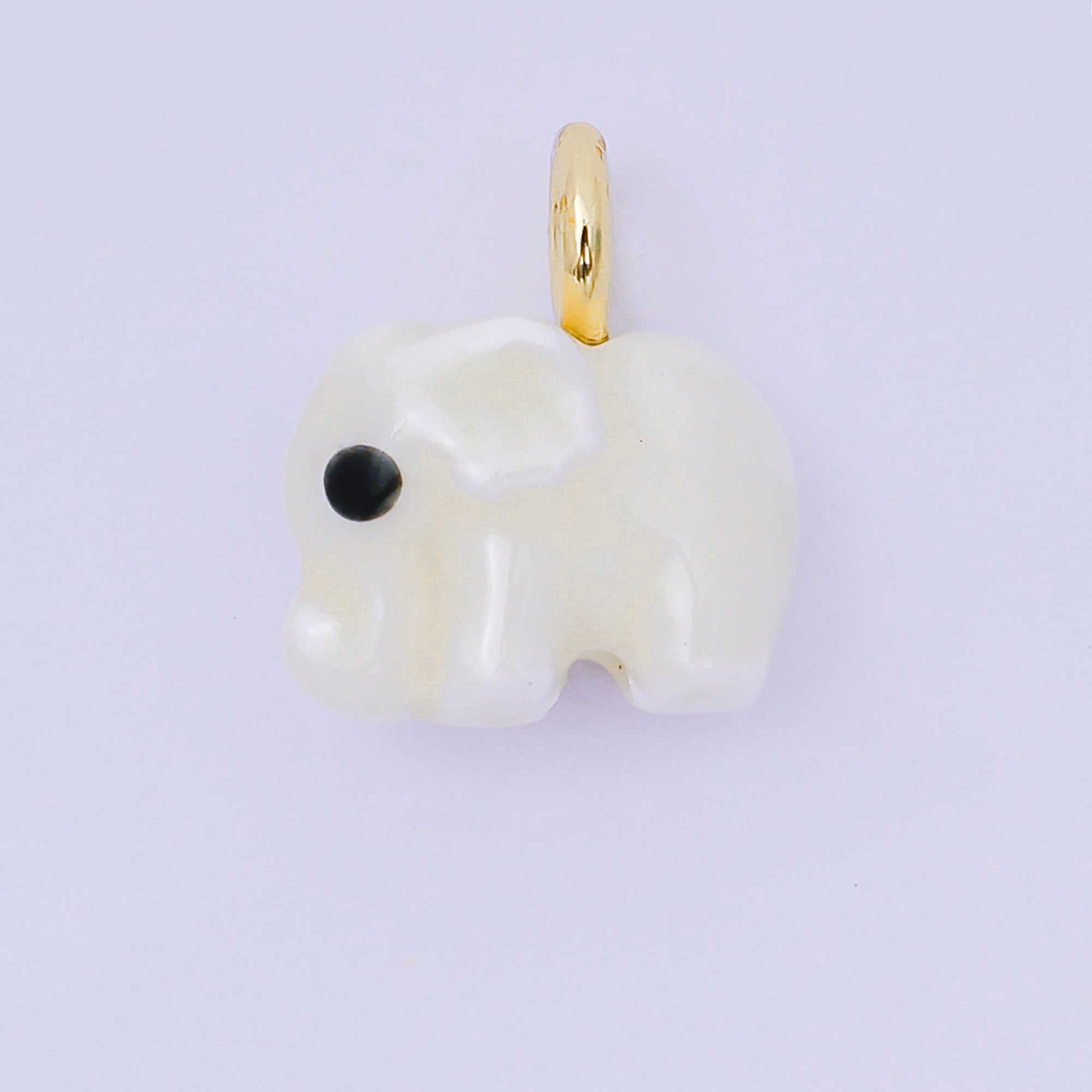 24K Gold Filled 16mm Blue, Orange, Green, Teal, White, Yellow, Brown, Pink, Blue, Green Ceramic Porcelain Elephant Animal Drop Charm | C948 - C952