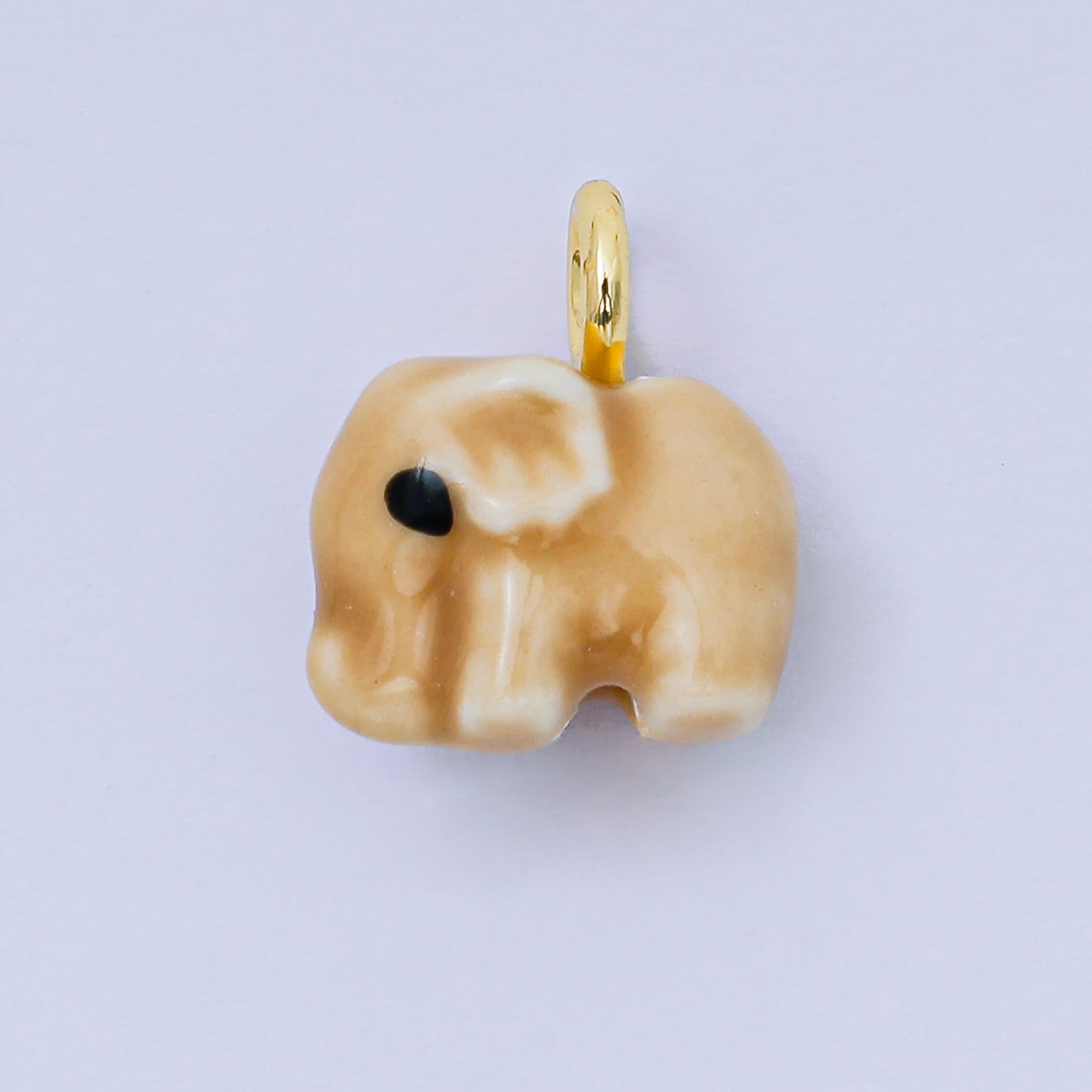 24K Gold Filled 16mm Blue, Orange, Green, Teal, White, Yellow, Brown, Pink, Blue, Green Ceramic Porcelain Elephant Animal Drop Charm | C948 - C952
