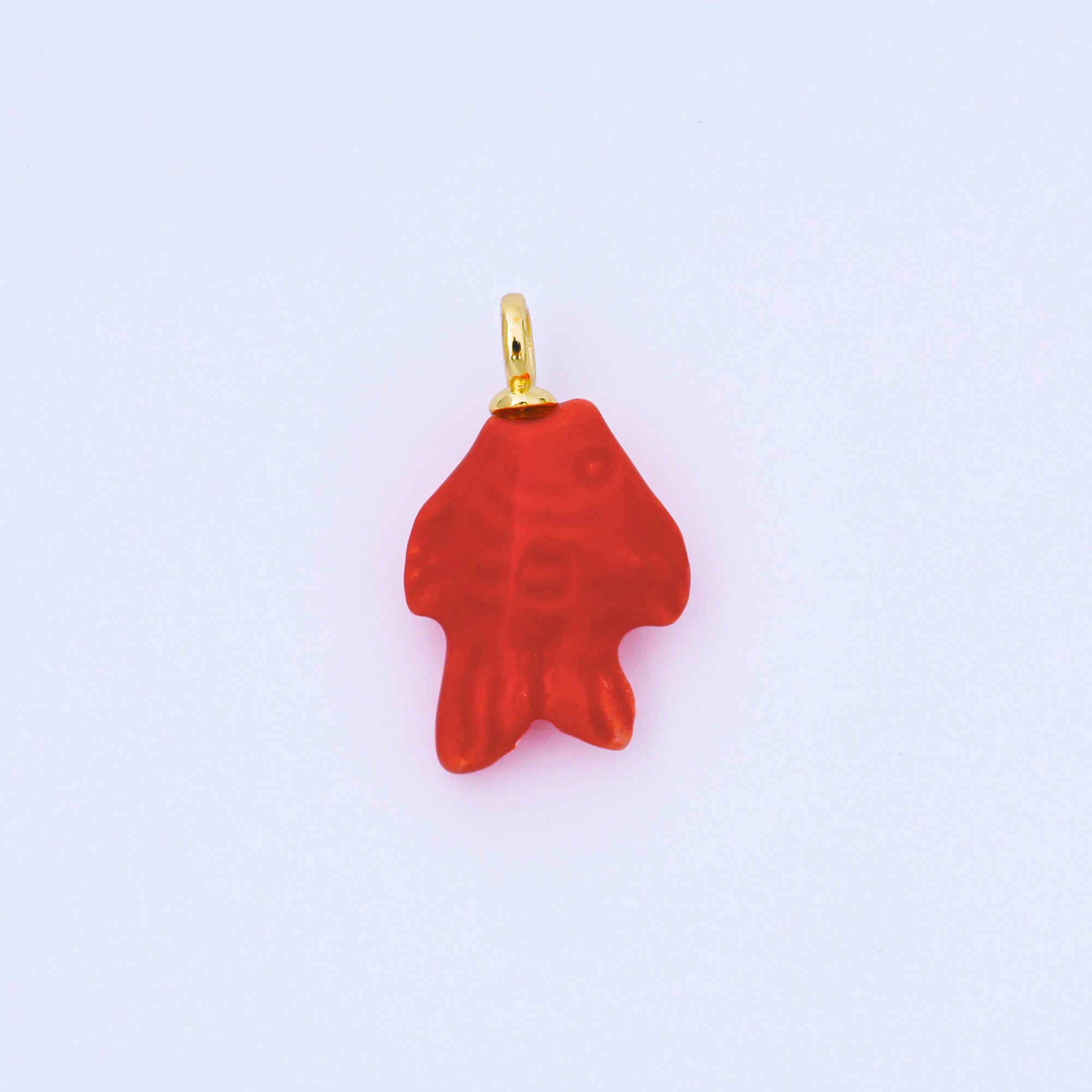 24K Gold Filled 25mm Orange, Red, Yellow, Blue, Green, Teal Fish Ceramic Porcelain Drop Charm | C960 - C963