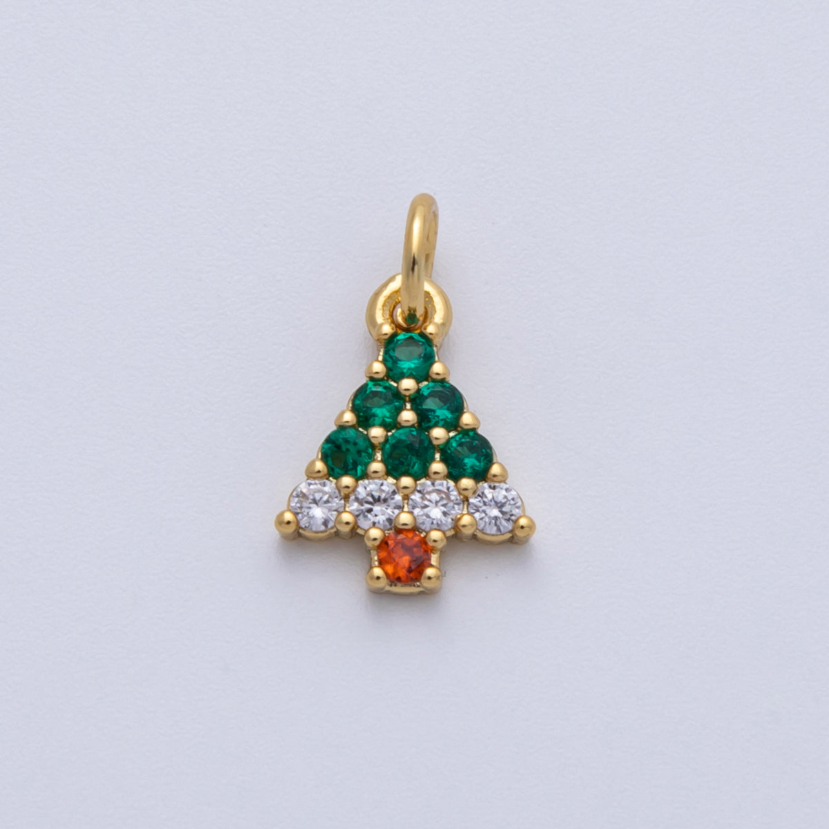 14K Gold Filled 12.5mm Multicolor Micro Paved CZ Christmas Tree Charm | Charms-00059