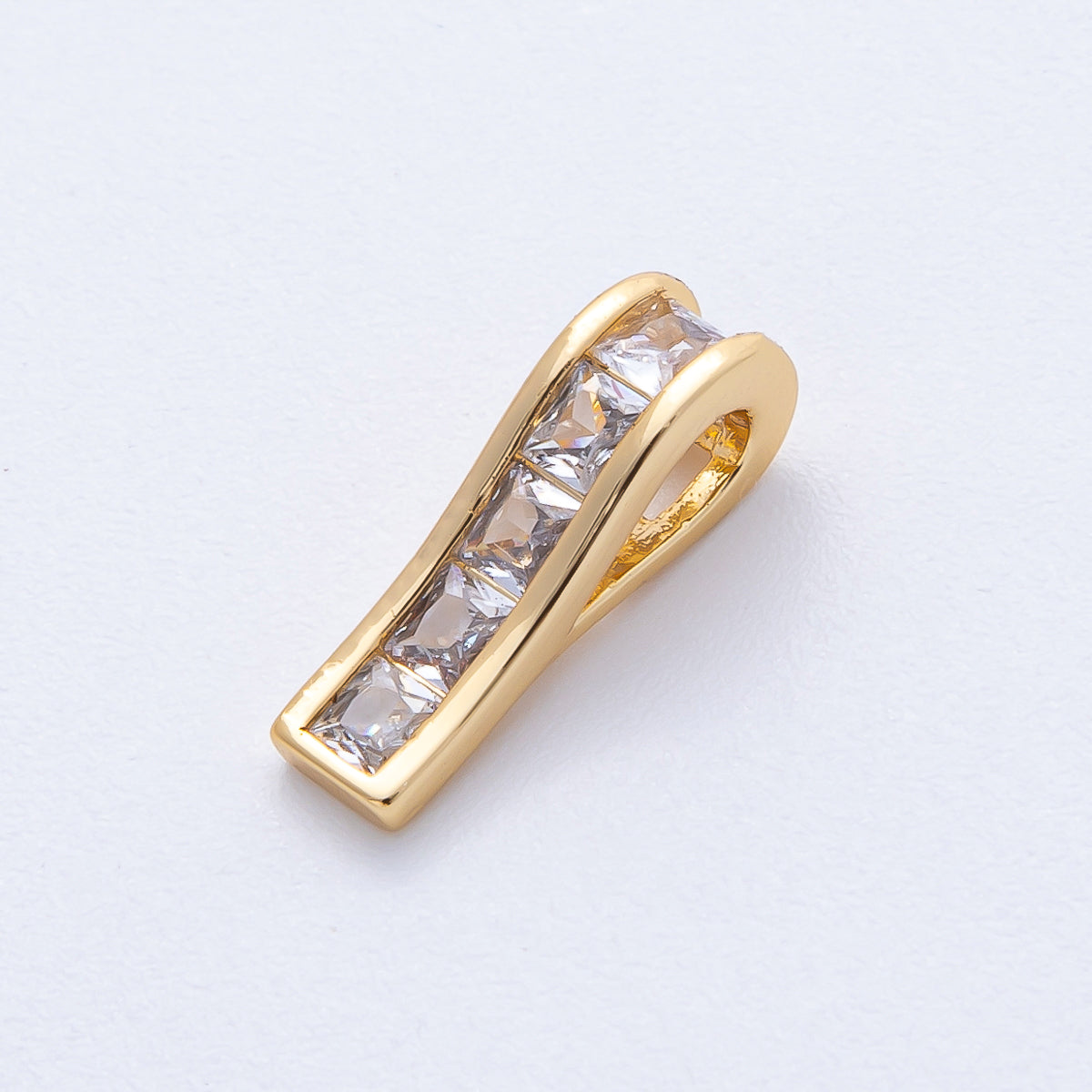 18K Gold Filled 17mm Baguette CZ Whistle Charm | Charms-00090