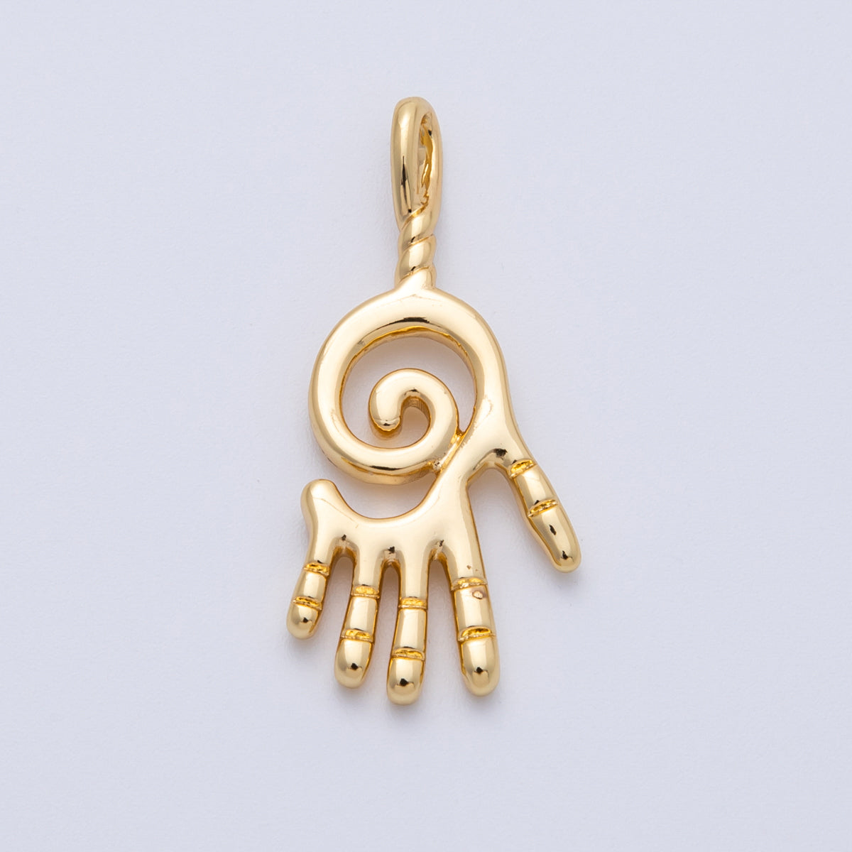 18K Gold Filled 33mm Minimalist Circular Palm Hand Print Pendant | Charms-00093