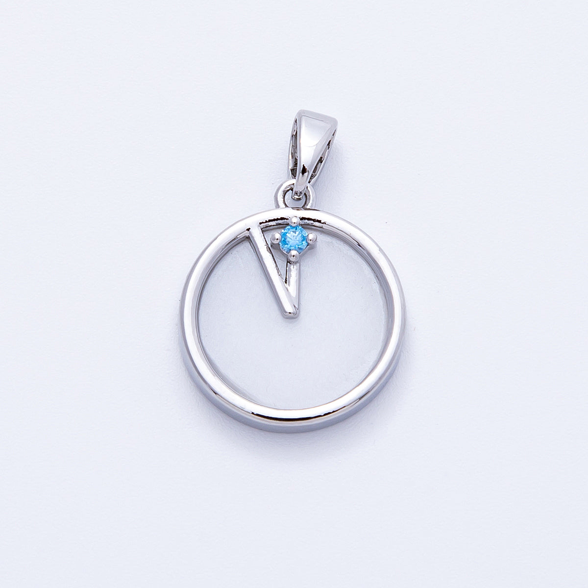 16K Gold Filled 17mm Blue CZ Shell Pearl Round Pendant in Gold & Silver | Charms-00184 - Charms-00185