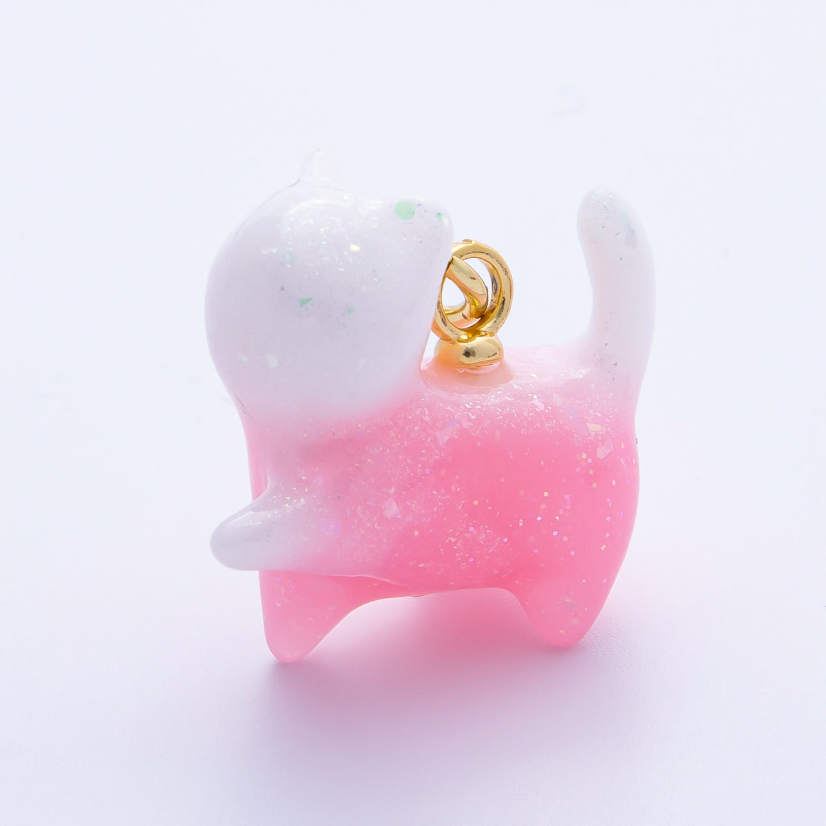 18K Gold Filled 27mm Glitter Kitty Cat Animal Resin Charm | Charms-00193 - Charms-00204