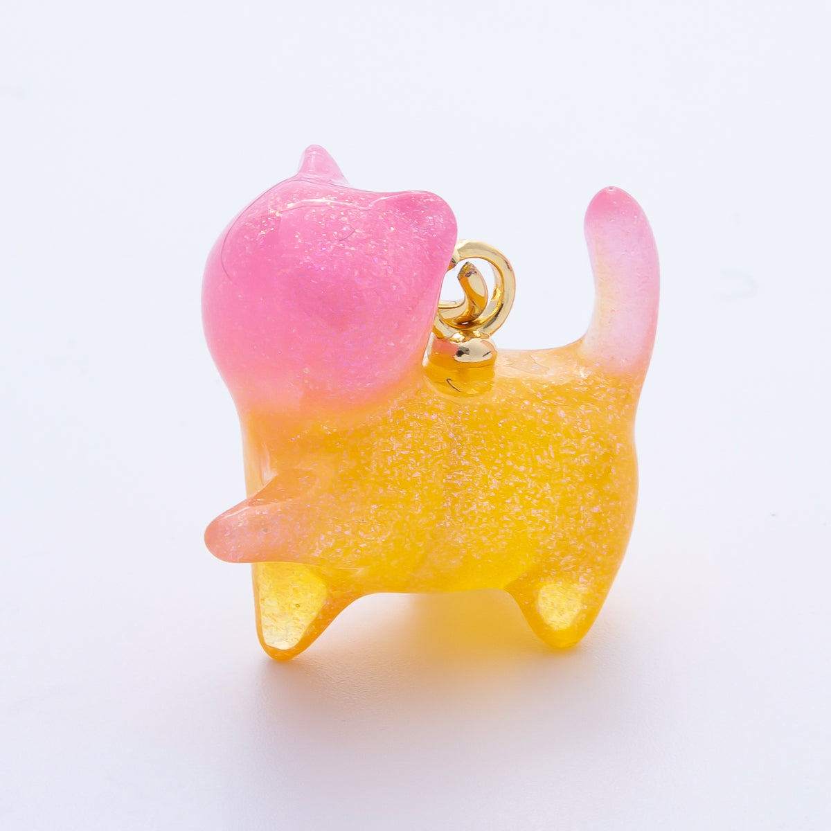18K Gold Filled 27mm Glitter Kitty Cat Animal Resin Charm | Charms-00193 - Charms-00204