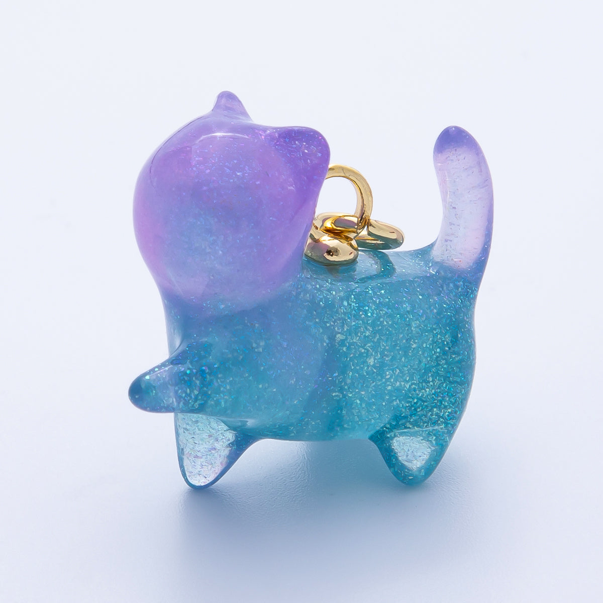 18K Gold Filled 27mm Glitter Kitty Cat Animal Resin Charm | Charms-00193 - Charms-00204