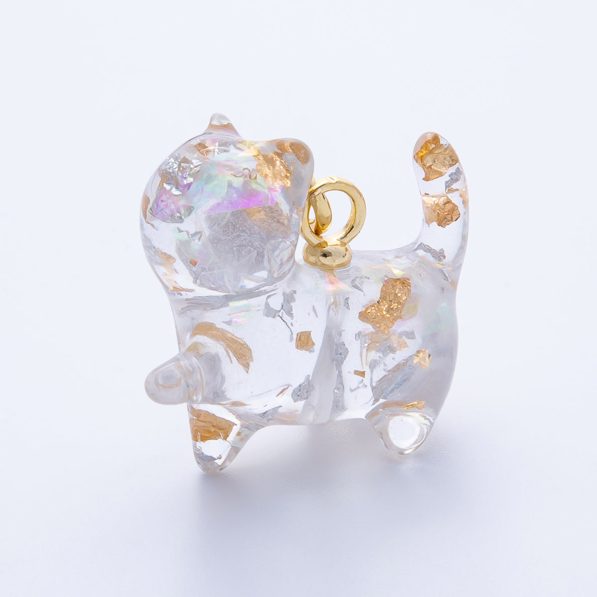 18K Gold Filled 27mm Glitter Kitty Cat Animal Resin Charm | Charms-00193 - Charms-00204