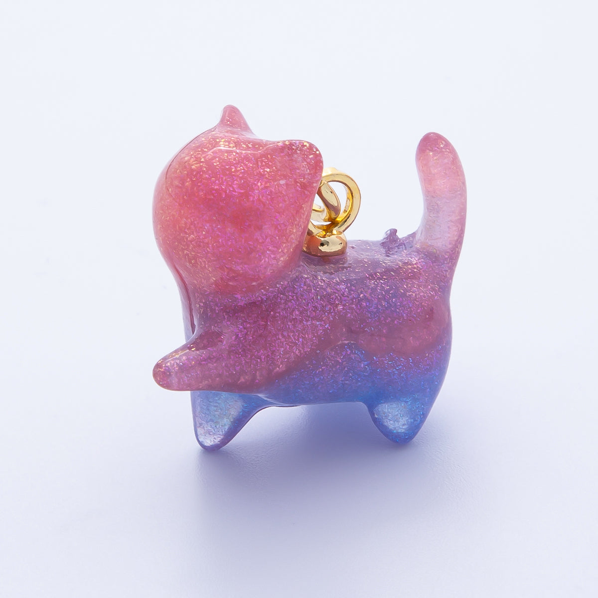 18K Gold Filled 27mm Glitter Kitty Cat Animal Resin Charm | Charms-00193 - Charms-00204