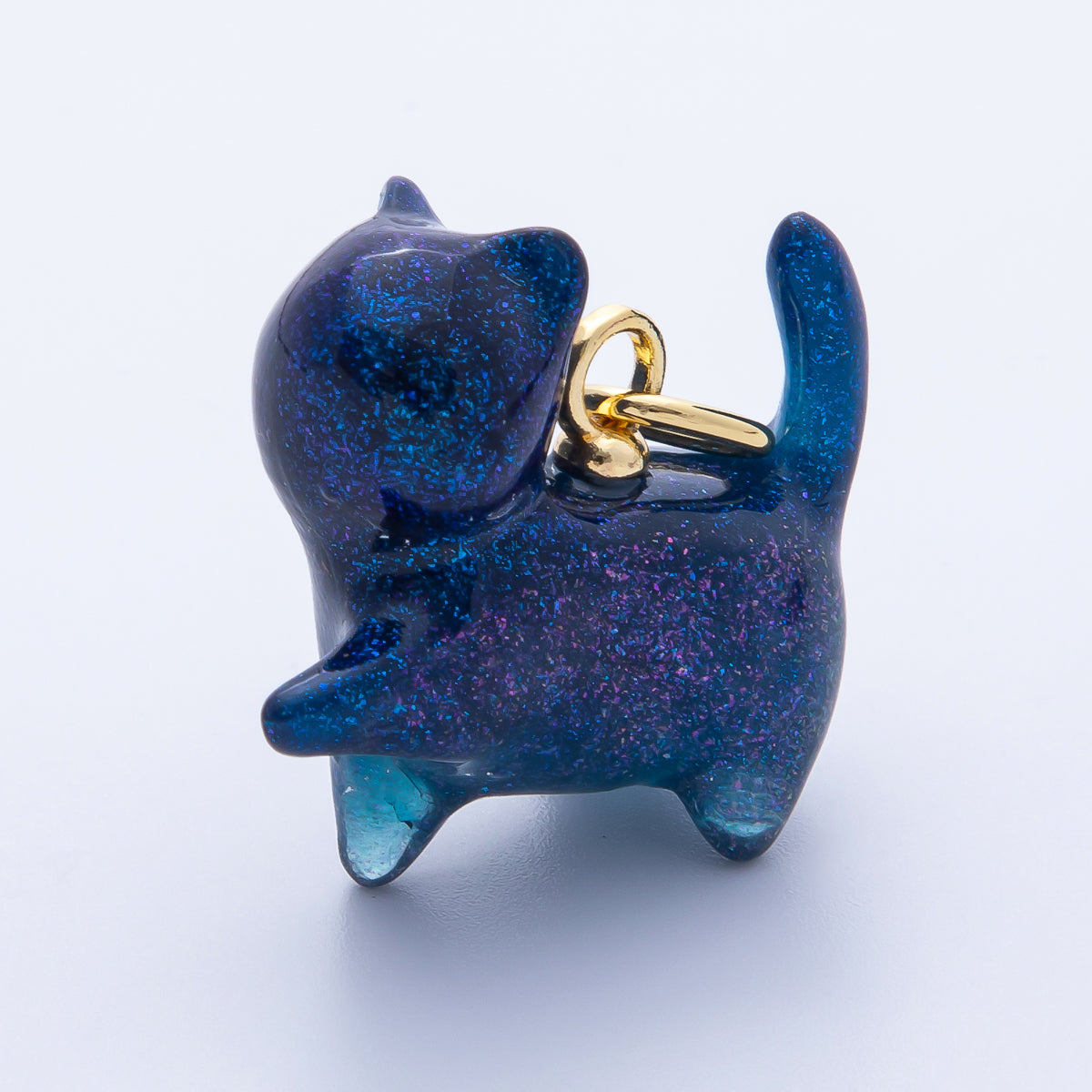 18K Gold Filled 27mm Glitter Kitty Cat Animal Resin Charm | Charms-00193 - Charms-00204