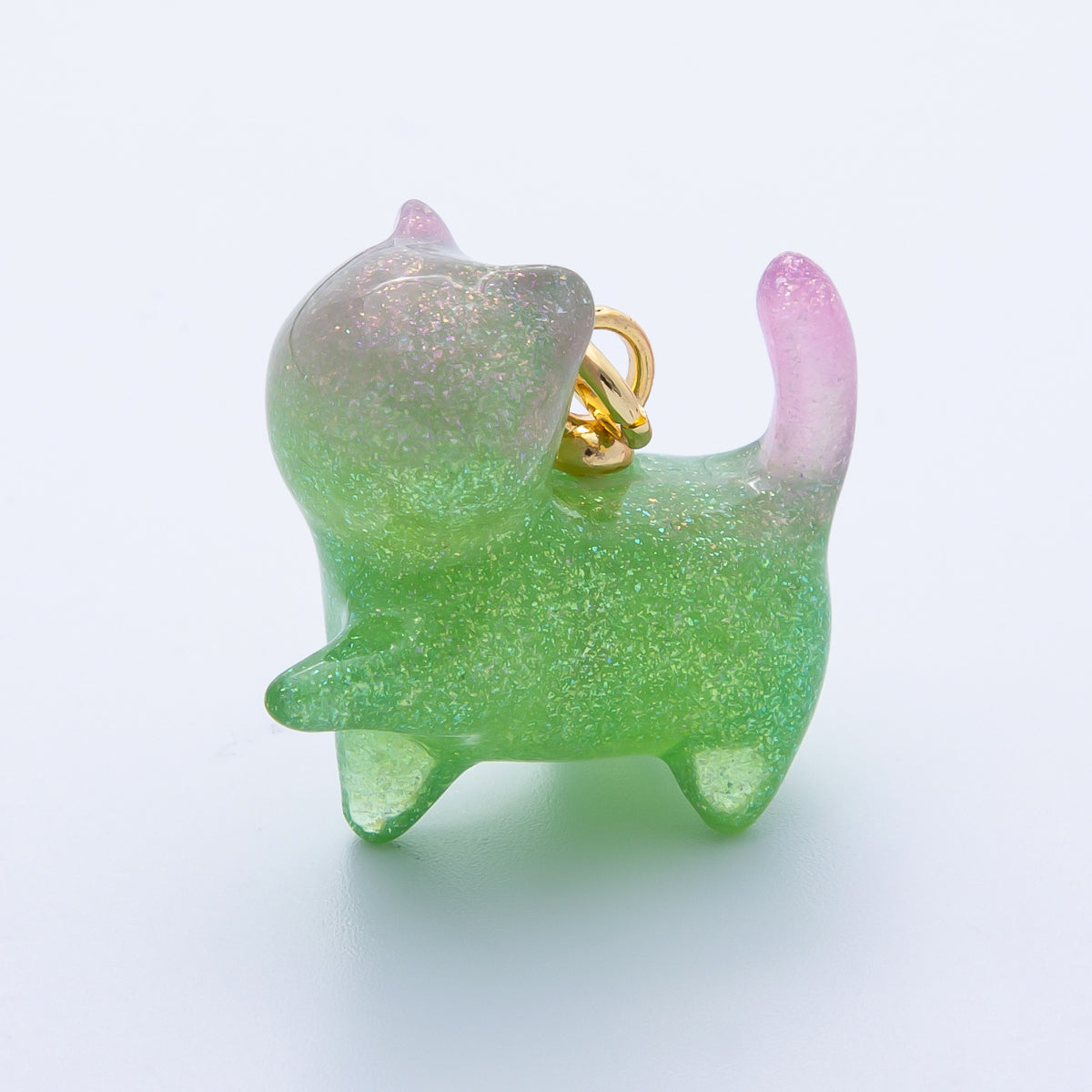 18K Gold Filled 27mm Glitter Kitty Cat Animal Resin Charm | Charms-00193 - Charms-00204