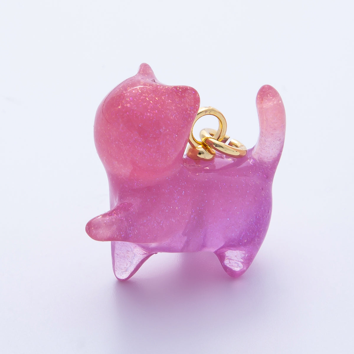 18K Gold Filled 27mm Glitter Kitty Cat Animal Resin Charm | Charms-00193 - Charms-00204