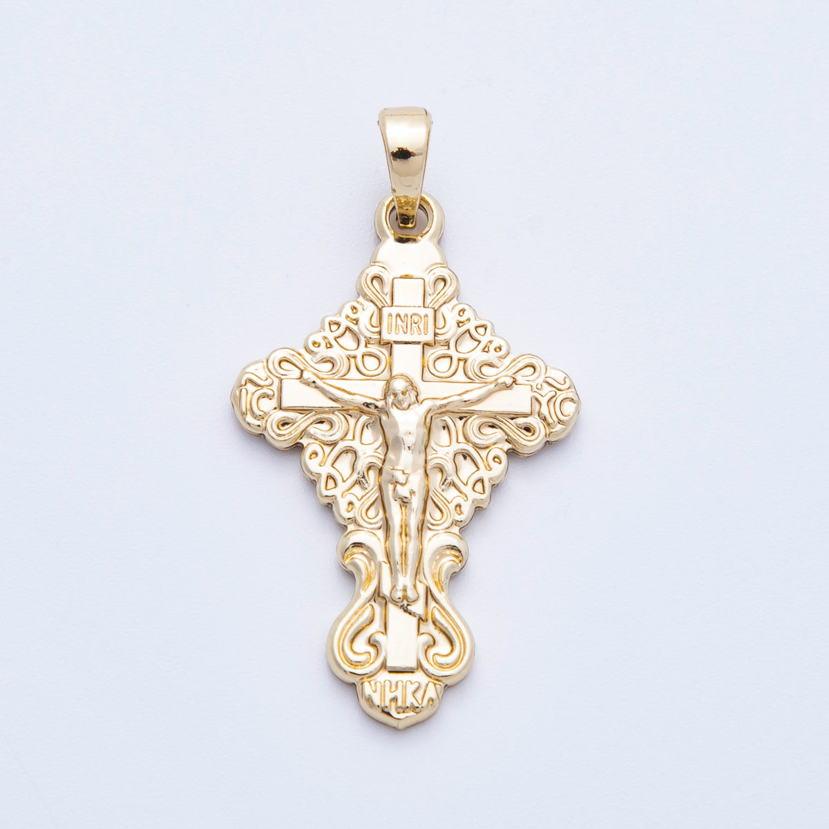 14K Gold Filled 30mm Artisan INRI Crucifix Cross Kite Religious Pendant | Charms-00212