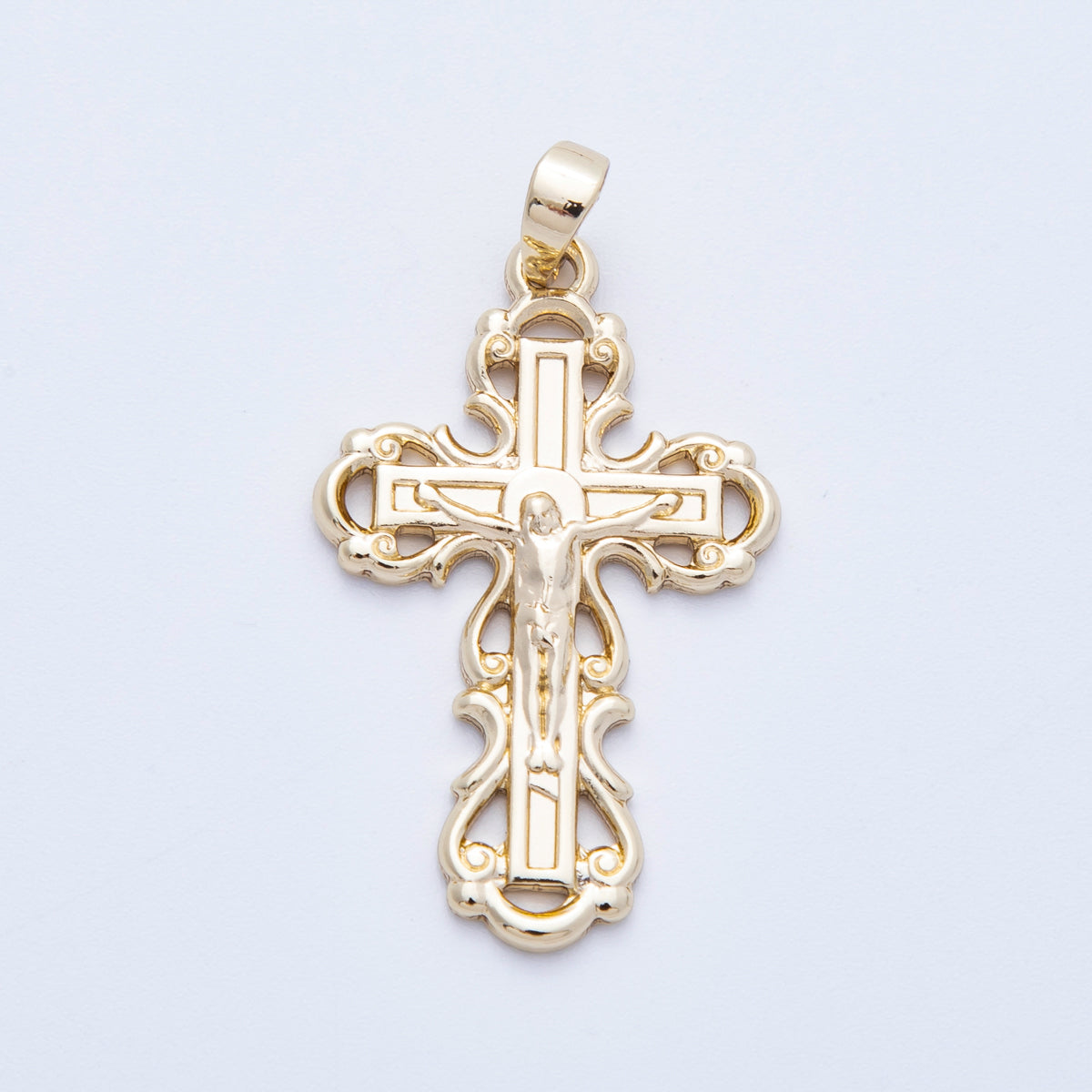 16K Gold Filled 30mm Crucifix Religious Cross Pendant | Charms-00213