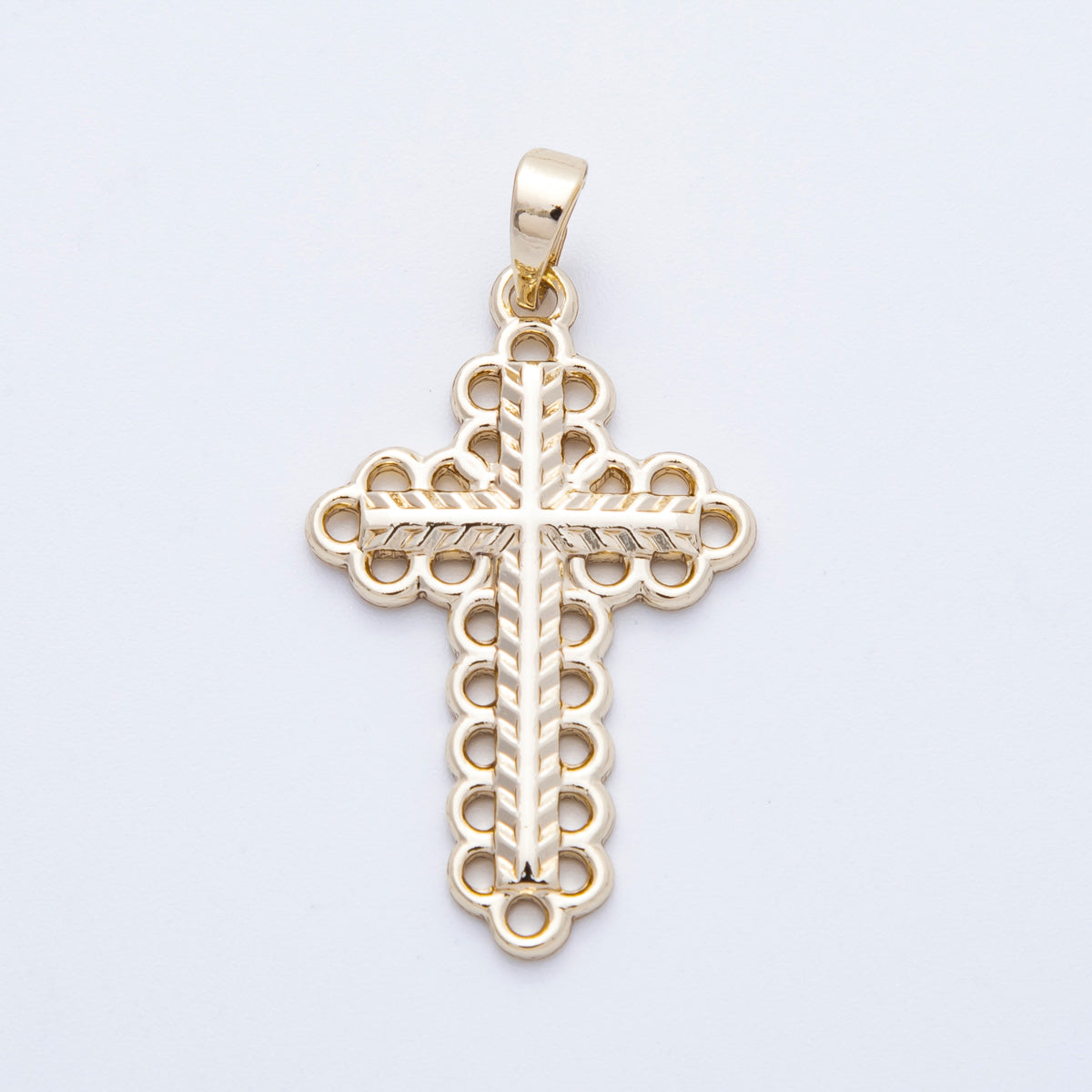 16K Gold Filled 30mm Open Edged Geometric Religious Cross Pendant | Charms-00215