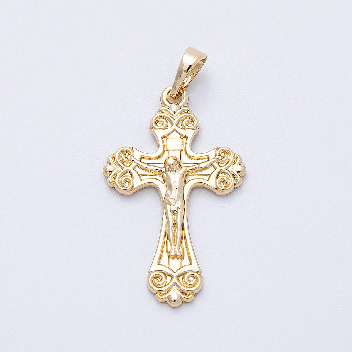 14K Gold Filled 29.5mm Crucifix Passion Religious Cross Pendant | Charms-00222