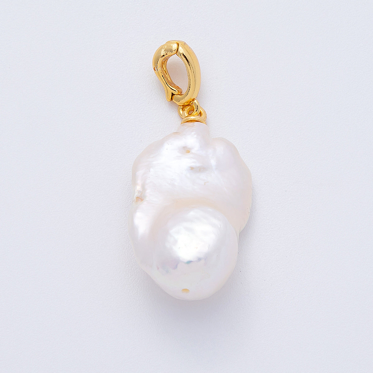 18K Gold Filled 27mm Baroque Freshwater Pearl Snap Drop Pendant | Charms-00248