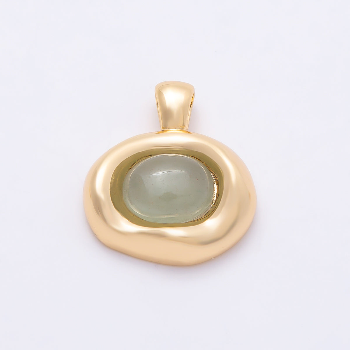 16K Gold Filled 22mm Cabochon Gemstone Oval Molten Bezel Pendant | Charms-00867 ~ Charms-00873