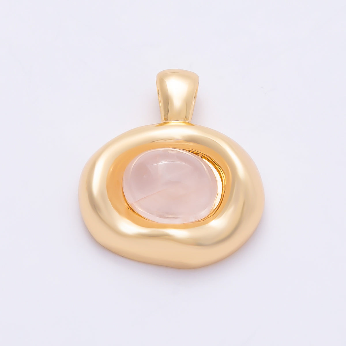 16K Gold Filled 22mm Cabochon Gemstone Oval Molten Bezel Pendant | Charms-00867 ~ Charms-00873