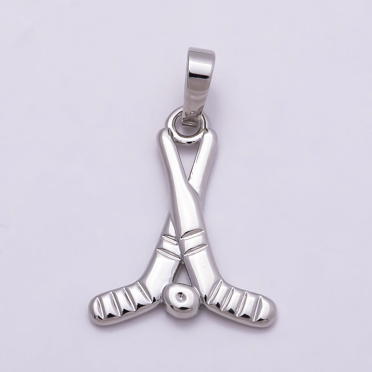 24K Gold Filled Minimalist Rivalry Hockey Sticks Sports Charm in Gold & Silver | AH177 Charms-00875
