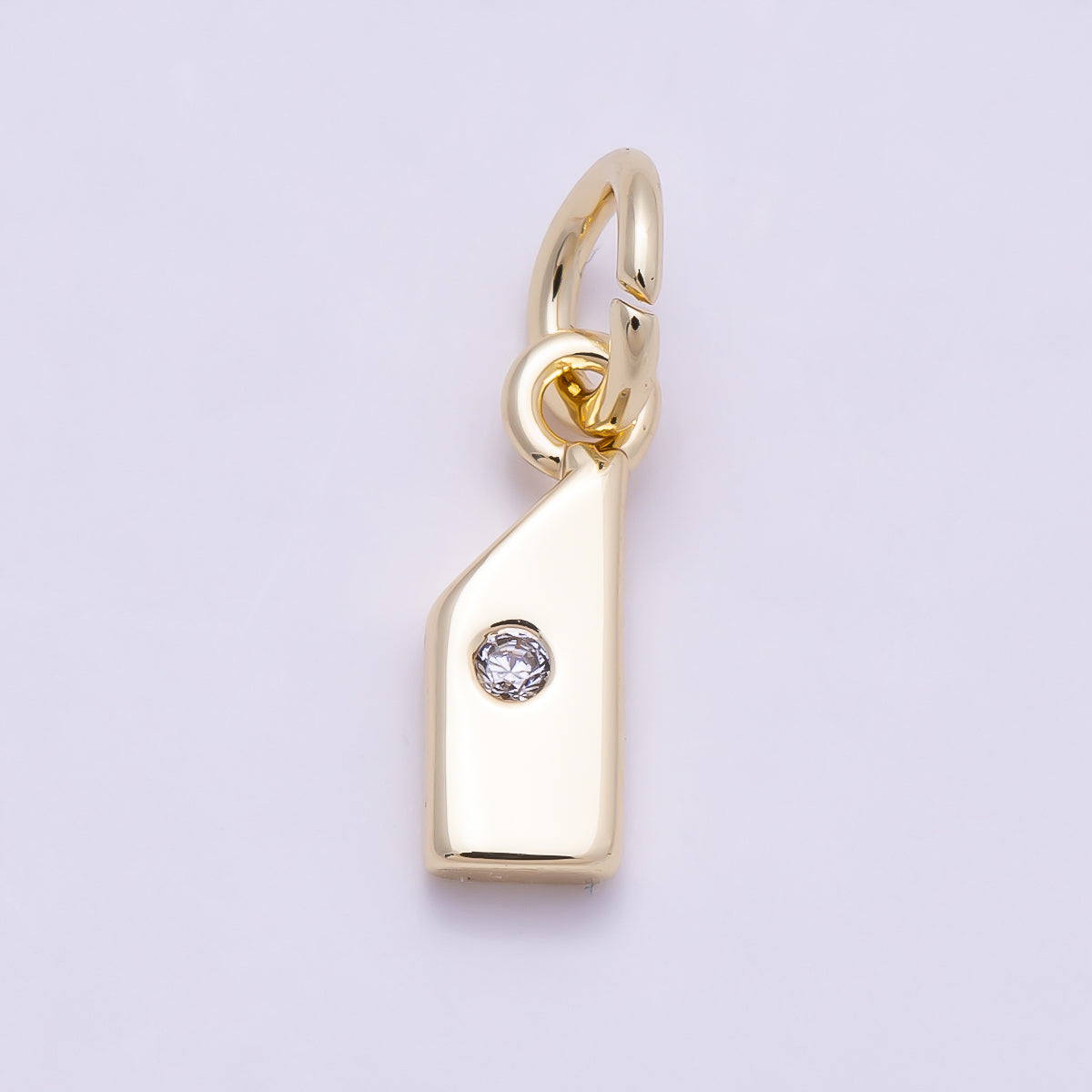 16K Gold Filled 10mm Clear CZ Geometric Number Numerology Charm | Charms-00888 ~ Charms-00897
