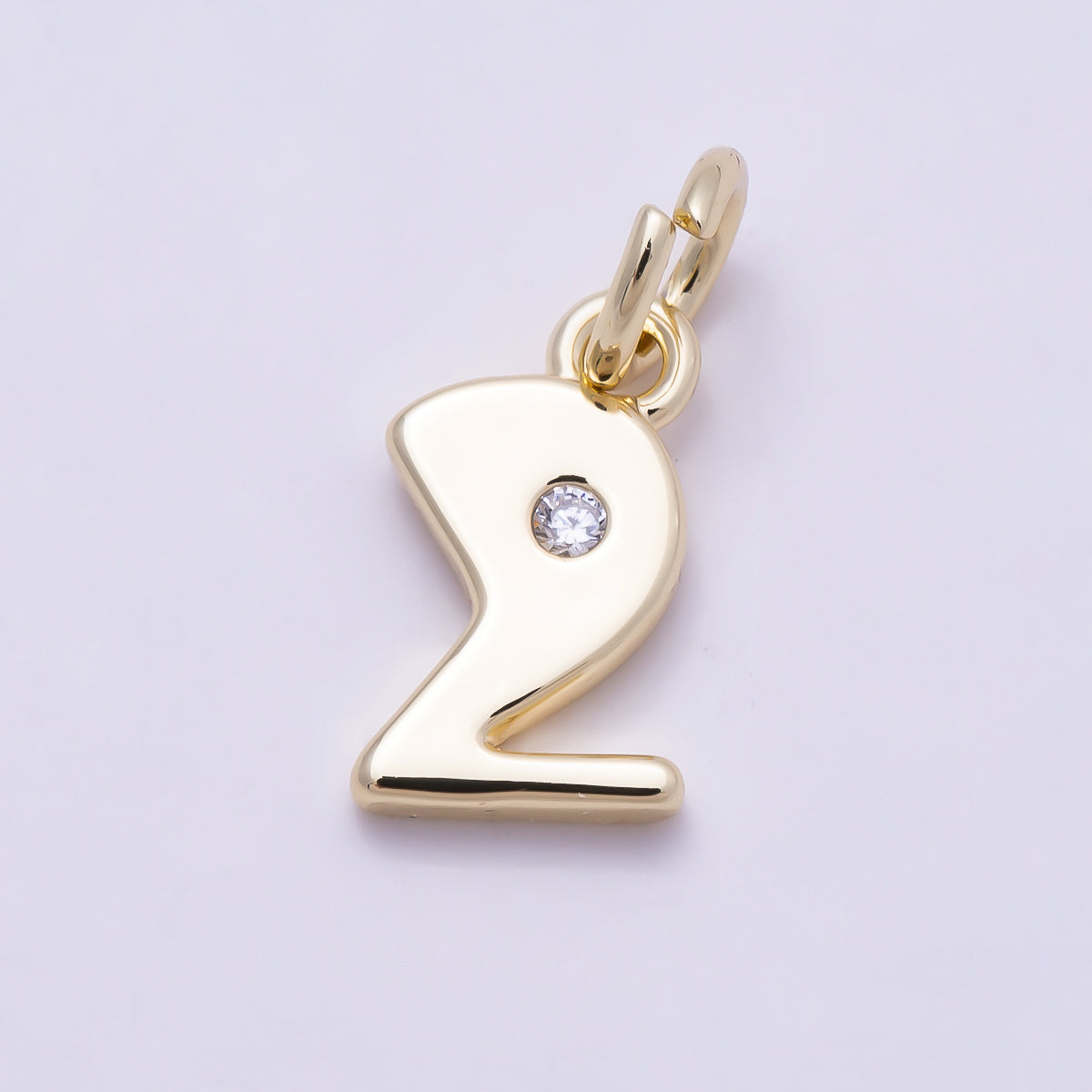 16K Gold Filled 10mm Clear CZ Geometric Number Numerology Charm | Charms-00888 ~ Charms-00897
