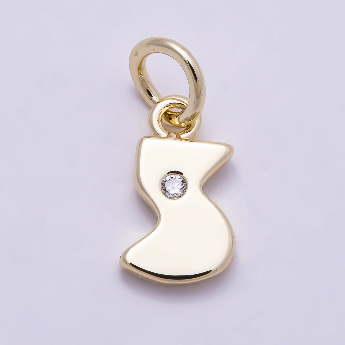 16K Gold Filled 10mm Clear CZ Geometric Number Numerology Charm | Charms-00888 ~ Charms-00897