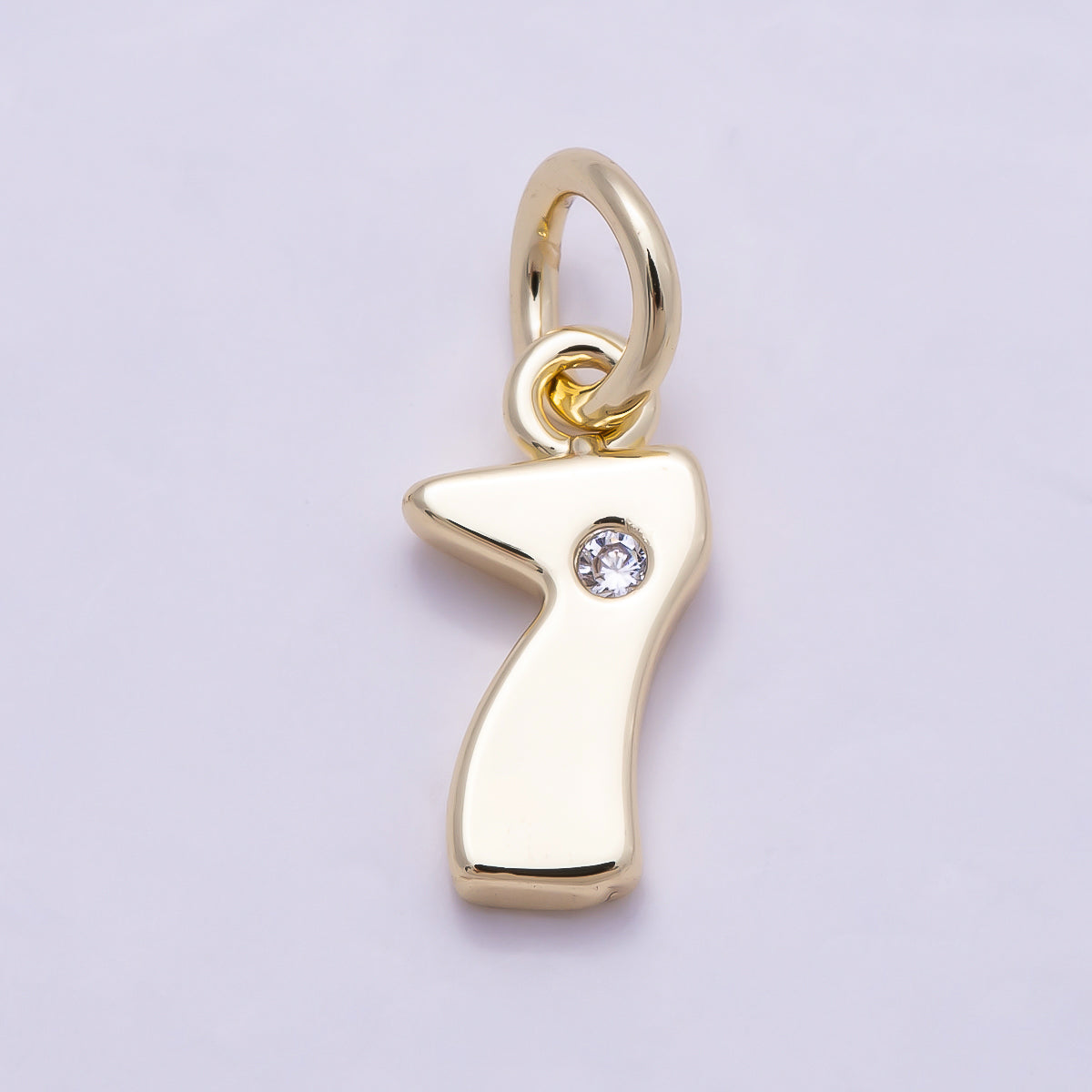16K Gold Filled 10mm Clear CZ Geometric Number Numerology Charm | Charms-00888 ~ Charms-00897