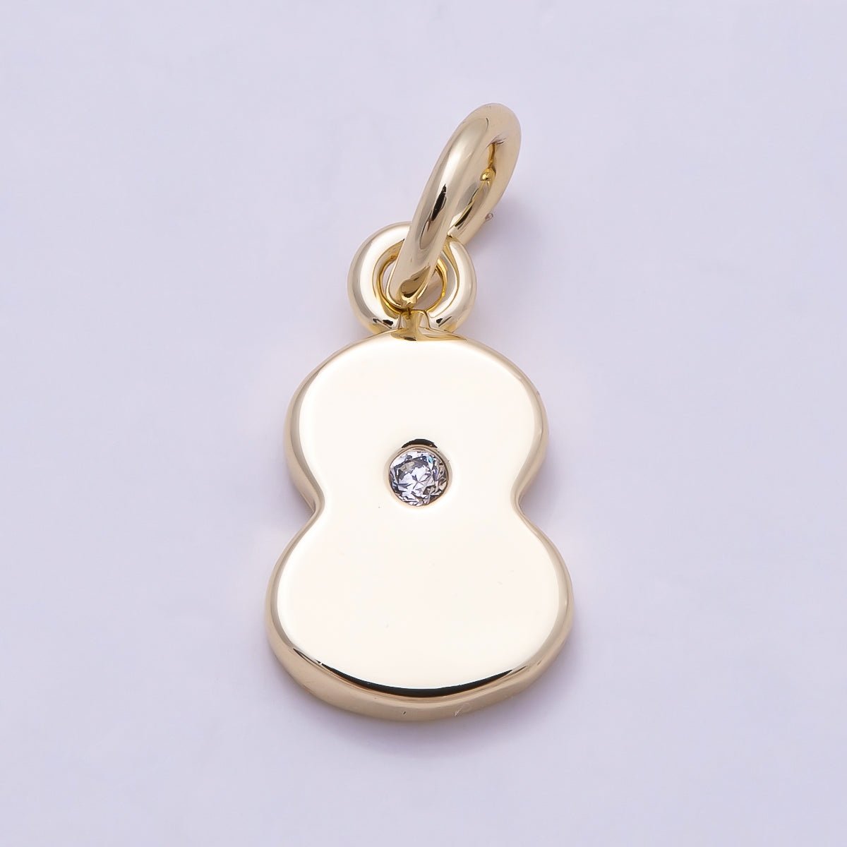 16K Gold Filled 10mm Clear CZ Geometric Number Numerology Charm | Charms-00888 ~ Charms-00897