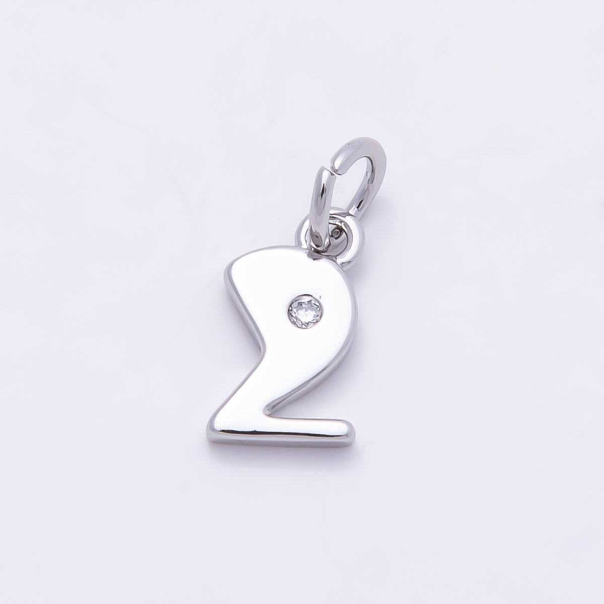 Rhodium Plated 10mm Clear CZ Geometric Number Numerology Charm | Charms-00898 ~ Charms-00907