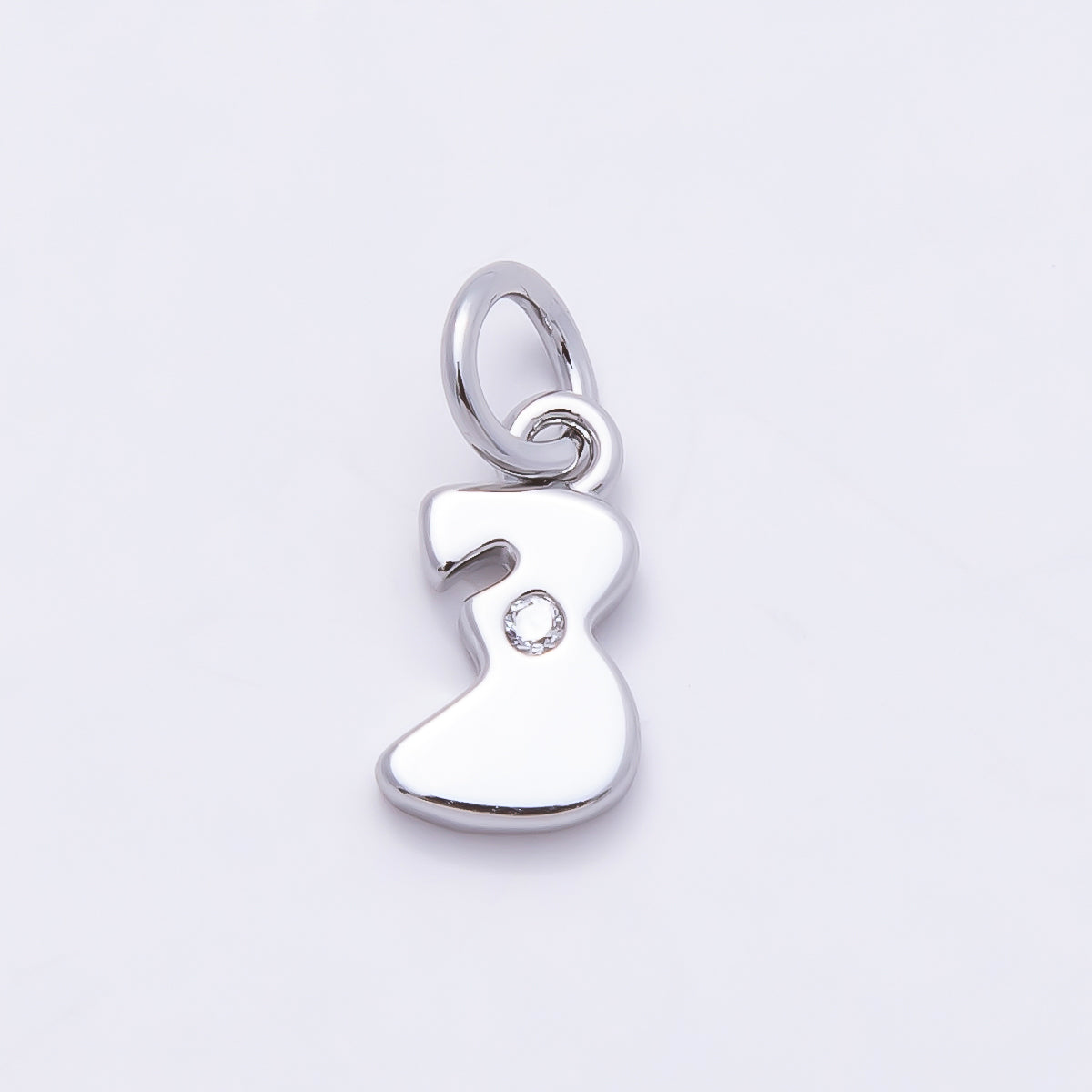 Rhodium Plated 10mm Clear CZ Geometric Number Numerology Charm | Charms-00898 ~ Charms-00907