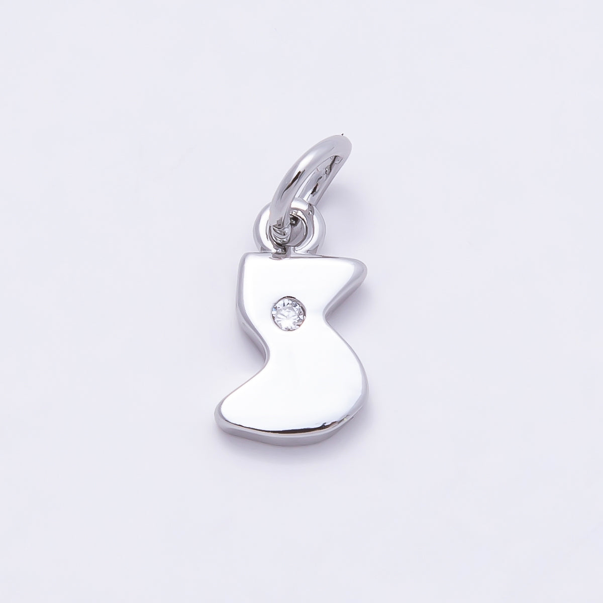 Rhodium Plated 10mm Clear CZ Geometric Number Numerology Charm | Charms-00898 ~ Charms-00907