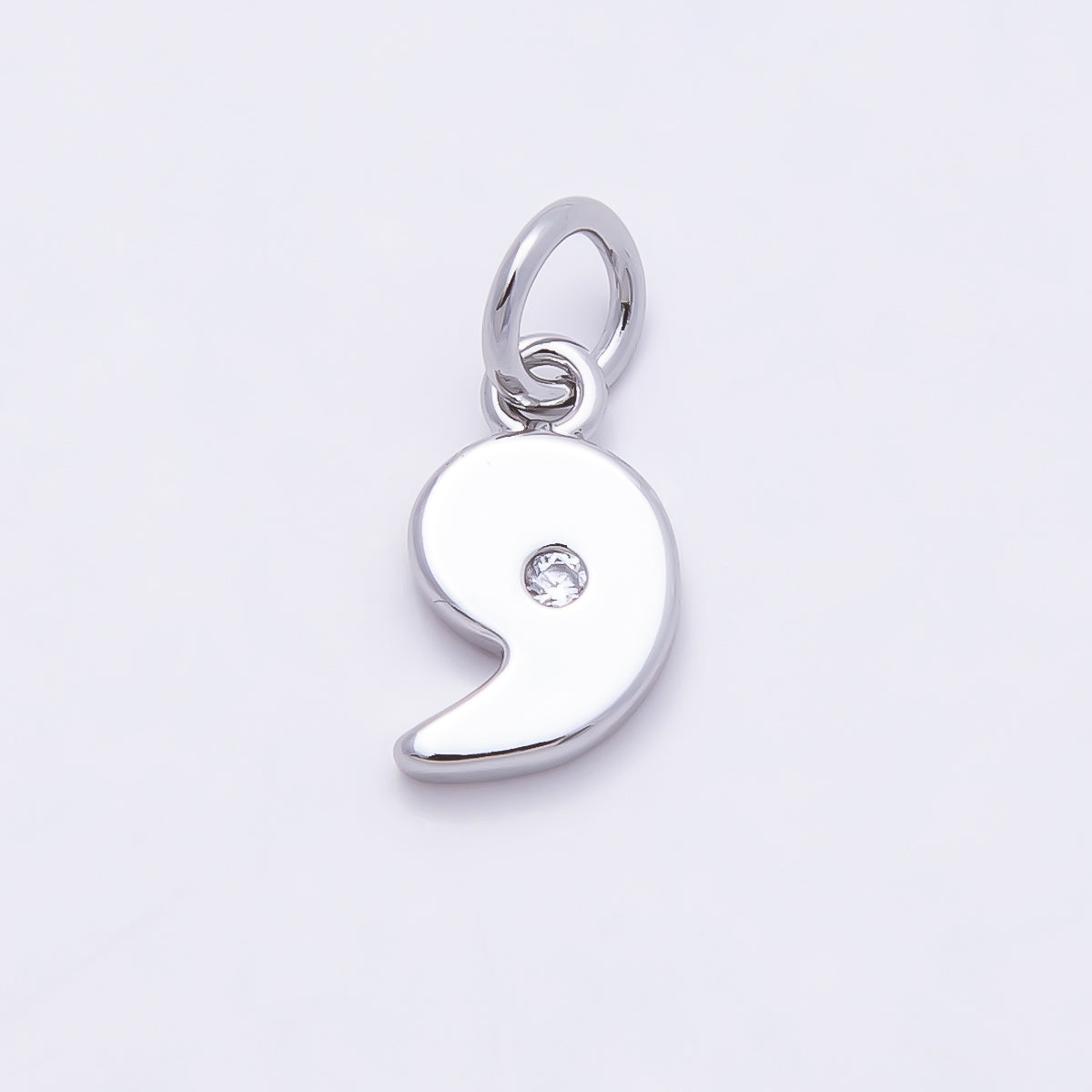 Rhodium Plated 10mm Clear CZ Geometric Number Numerology Charm | Charms-00898 ~ Charms-00907