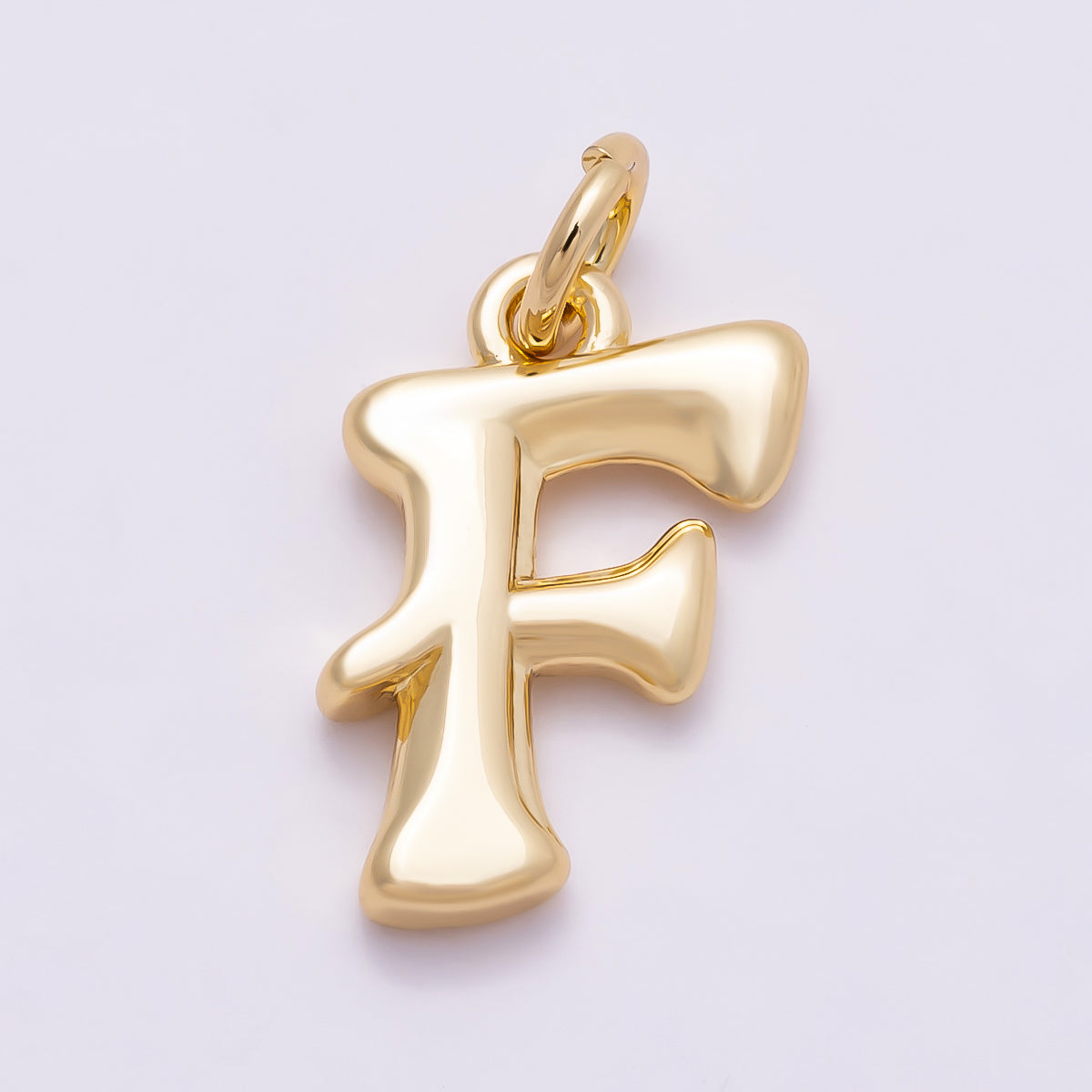 16K Gold Filled 14mm Minimalist Molten Alphabet Initial Letter Charm | Charms-00908 ~ Charms-00933
